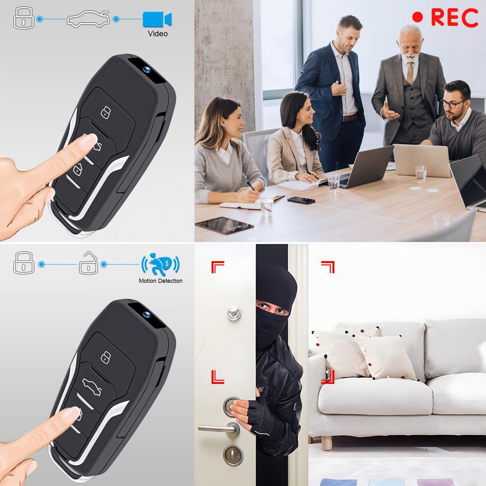 HGYGHO 64GB Mini Cámara Llave del Coche, Cámara de Vídeo Pequeña 1080P Portátil Mini Cámaras de Vigilancia Car Key, Micro Cámara de Seguridad con Detección de Movimiento para el Hogar