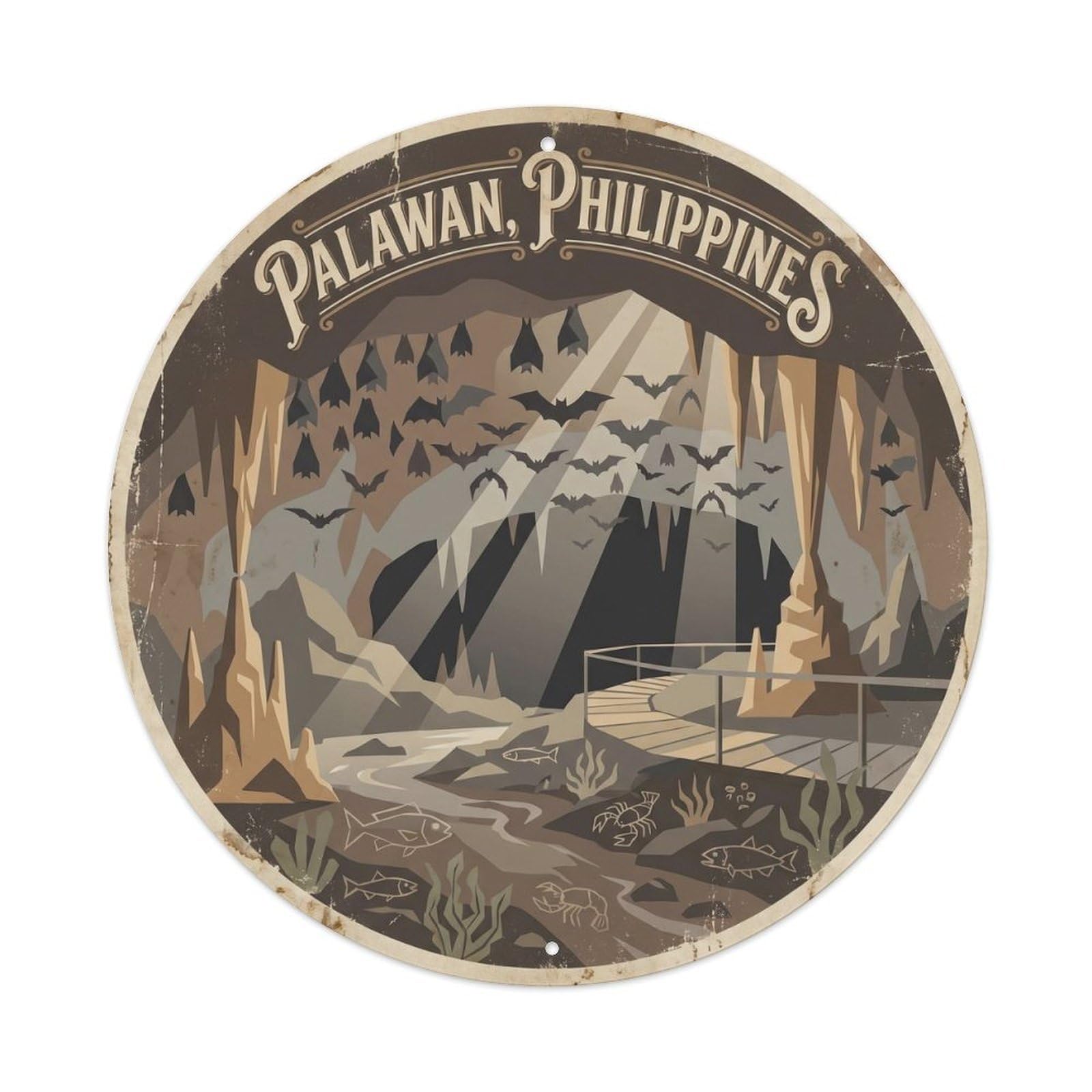 Underground River Bat Cave Philippines Travel Tropical Metal Tin Sign