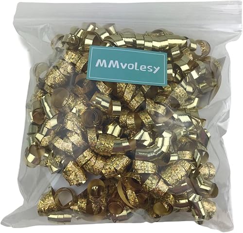 Miniatura 3 de MMvolesy Lazos de Navidad rizados metálicos dorados con diseño de estrella, lazos autoadhesivos para regalo de Navidad, día de San Valentín, regalos