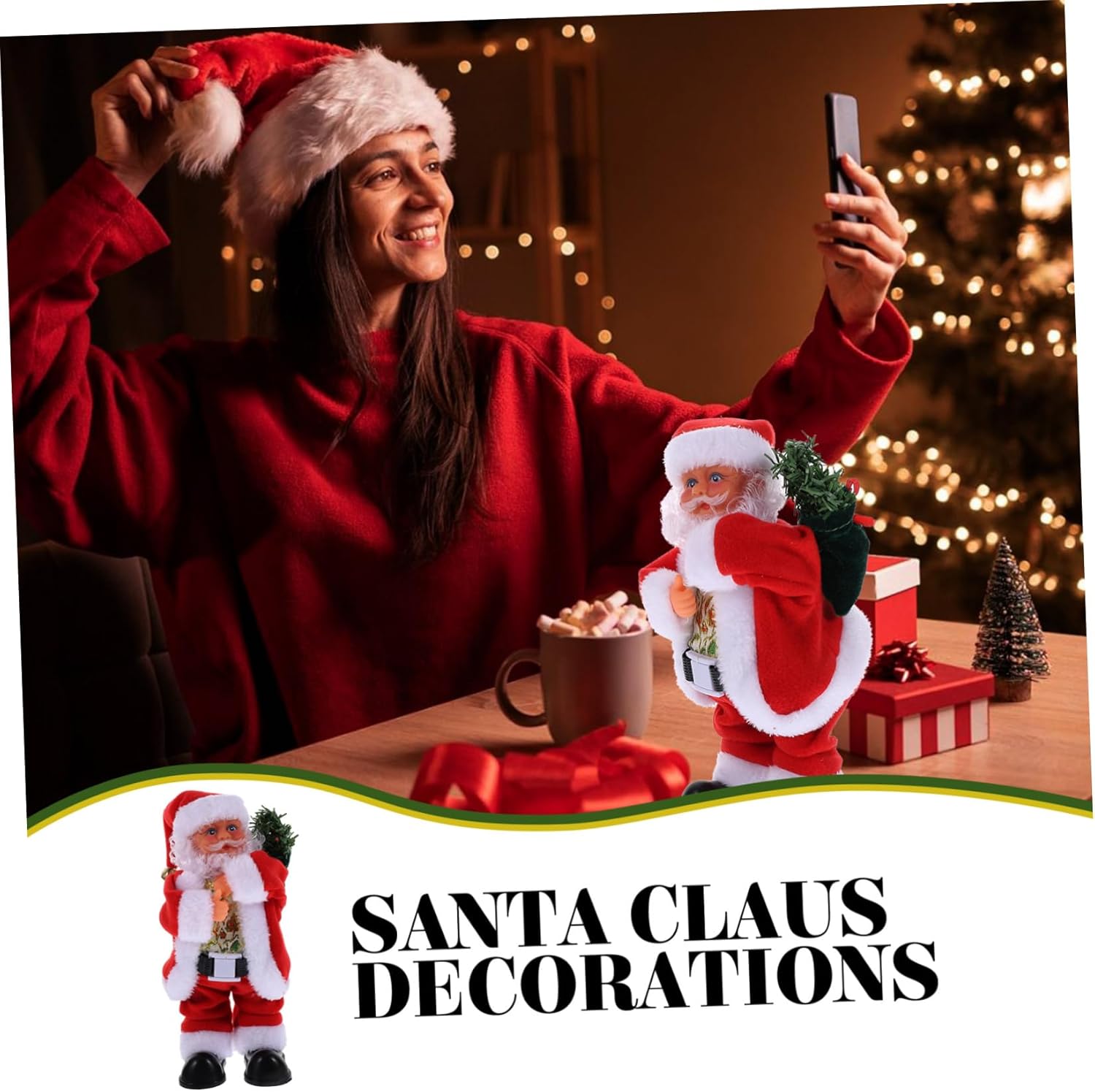 1pc Dancing Santa Claus Christmas Figure Animated Musical Electric Decoration for Holiday Parties Fun Xmas Ornament for Home Table Decor