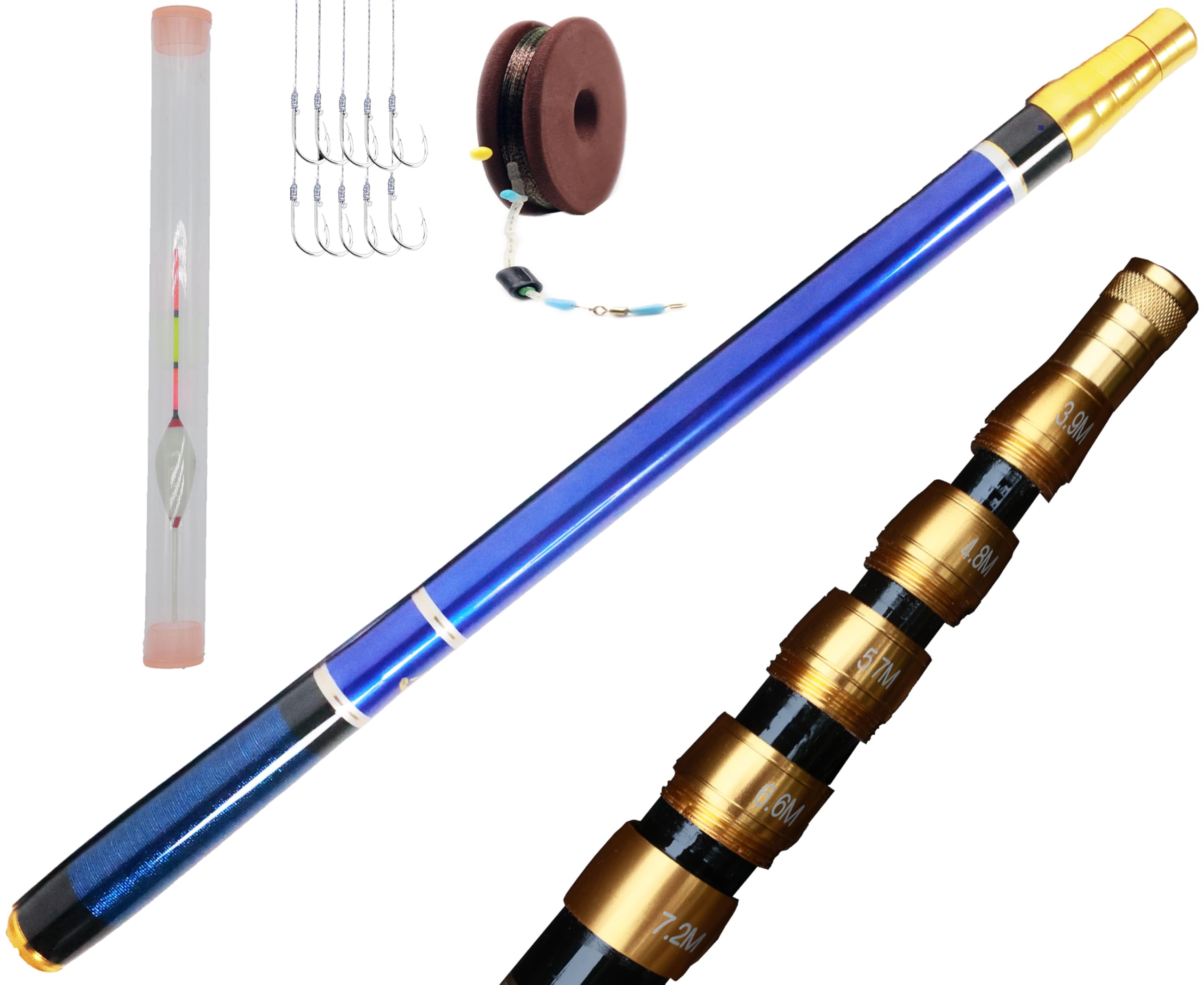 Premium Carbon Fiber Tenkara Rod Fishing Rod 8:2 Action-Lightweight Collapsible Bass Crappie Stream Telescopic Rod 23FT with Zoom Rod Ultralight Small