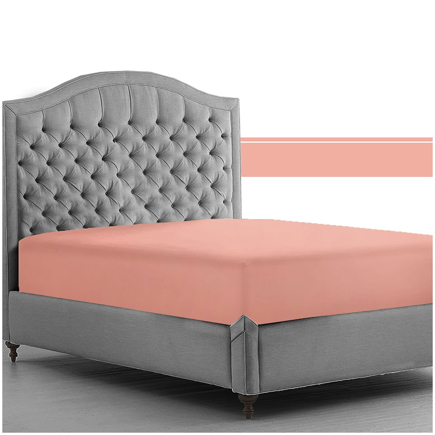 Soft & Cosy Percale Fitted Sheet Non Iron Bed Shit, Ultra Soft Single Bedsheet Dyed Feetedd Sheets, Blush Pink