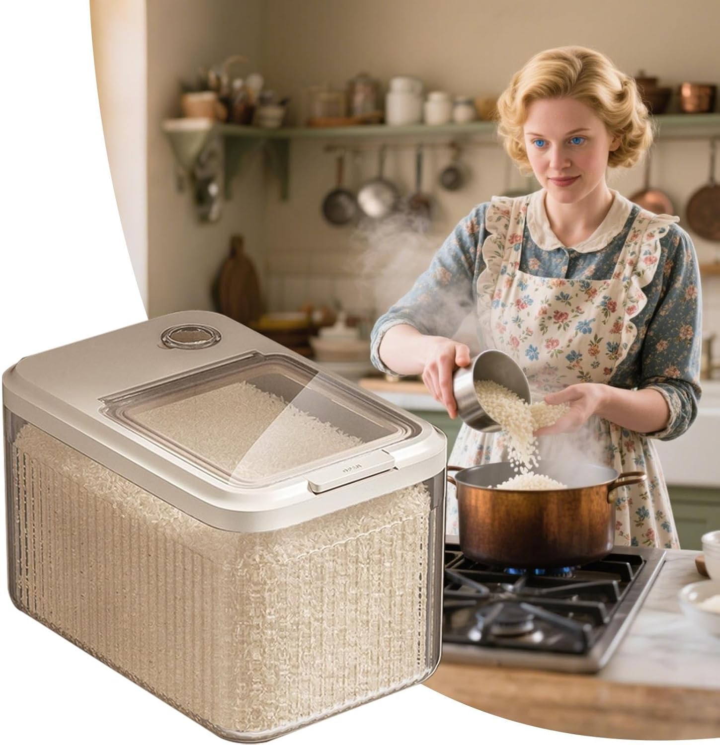 Animal Kibble Container - Feed Box for Organizing | Airtight Lid with Measuring Cup, Moisture Proof Locking Vessel, Pantry Stocking Accessory for Puppies, Kittens, Birds and Small Mammals