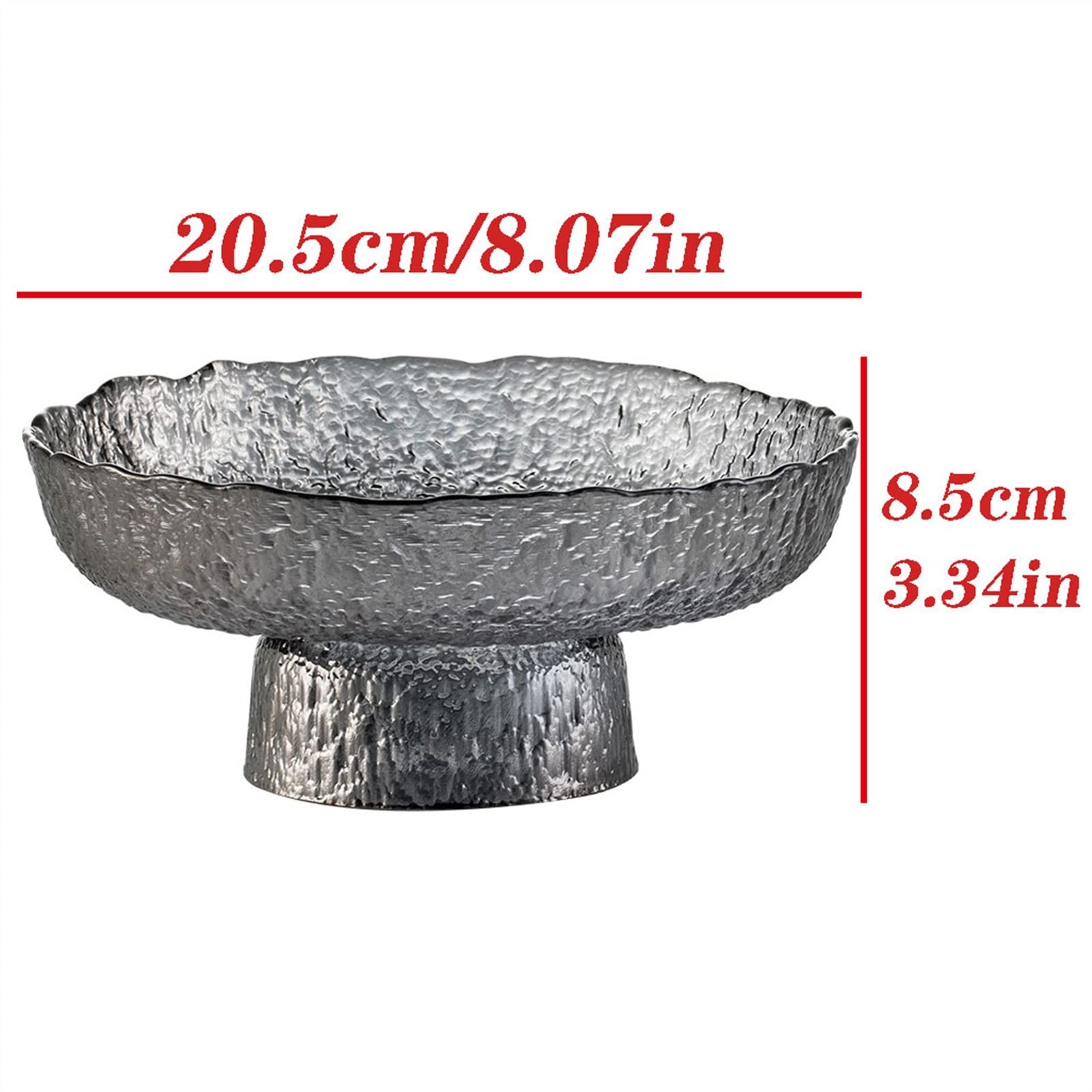 Miska na owoce, Młotkowana szklana misa na owoce, nowoczesna, lekka, luksusowa(Dark Gray)