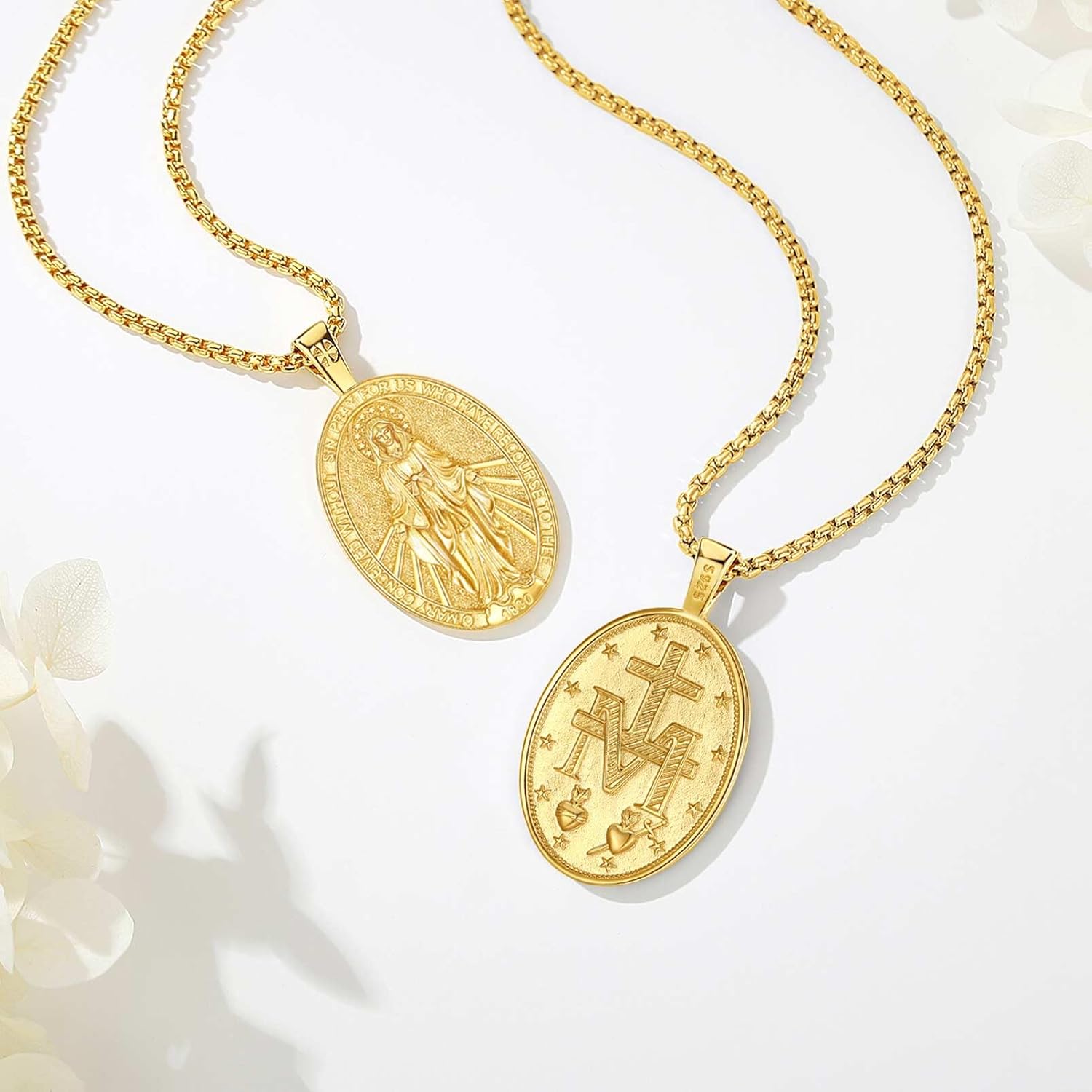 EUDORA 925 Sterling Silver St Benedict/St Michael/St Christopher/Archangel Raphael Gabriel Metatron/Virgin Mary/St Joseph/St Anthony Crucifix Pendant Bible Verse Prayer Necklace Jewelry for Men Women - Image 3