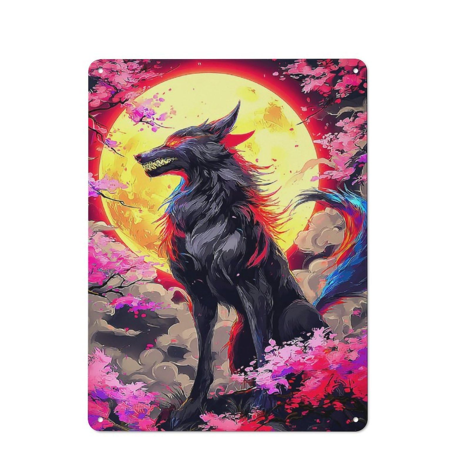 Old Style Wolf Moon Fantasy -3 Vintage Metal Sign 40x30cm, Bar Wall Plaque for Pub, Home Bar, Shed Or Man Cave