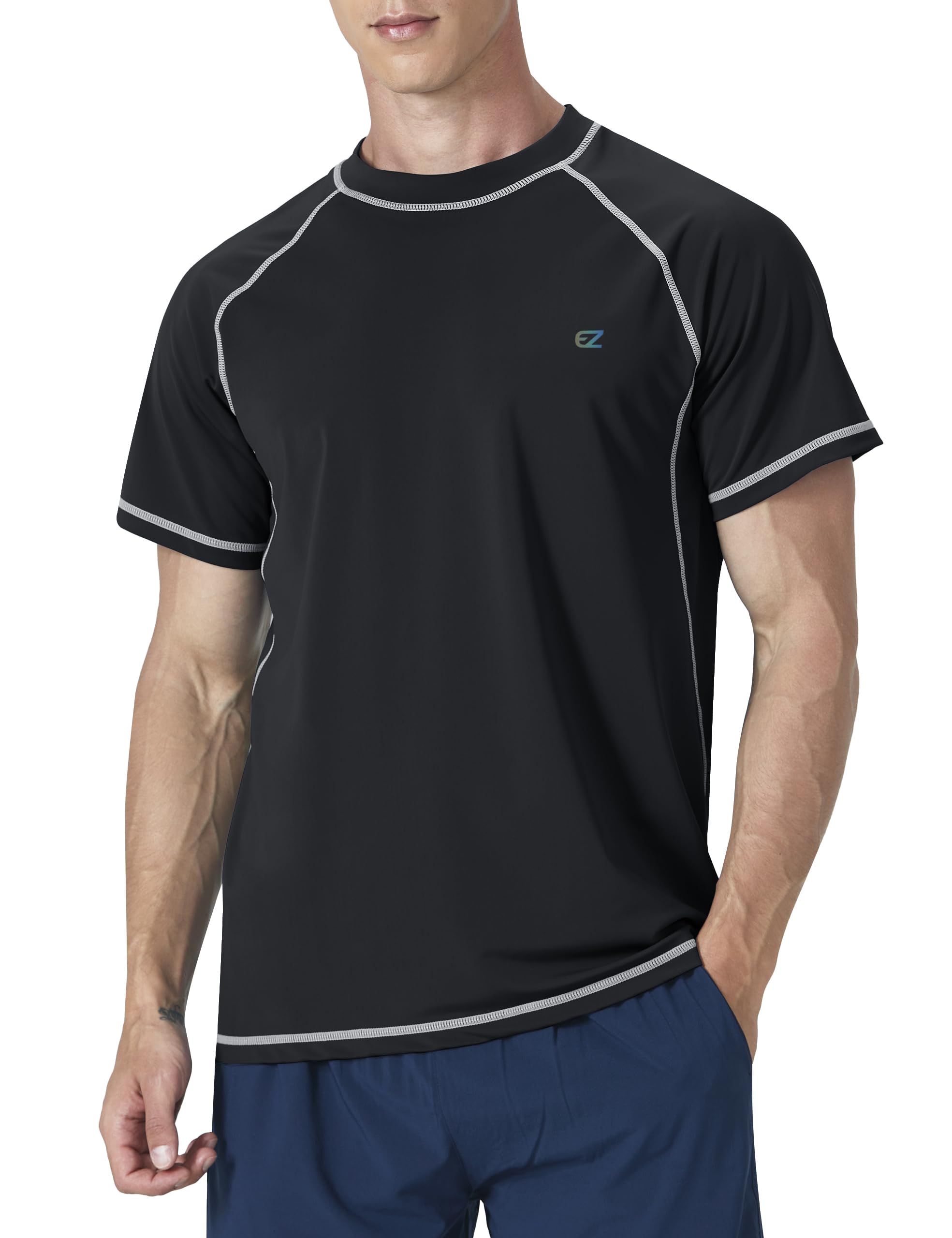 Men's Swim Shirts Rash Guard Short Sleeve UPF 50+ UV Sun Protection SPF Shirt Quick Dry Swimming Fishing Water Beach T Shirts