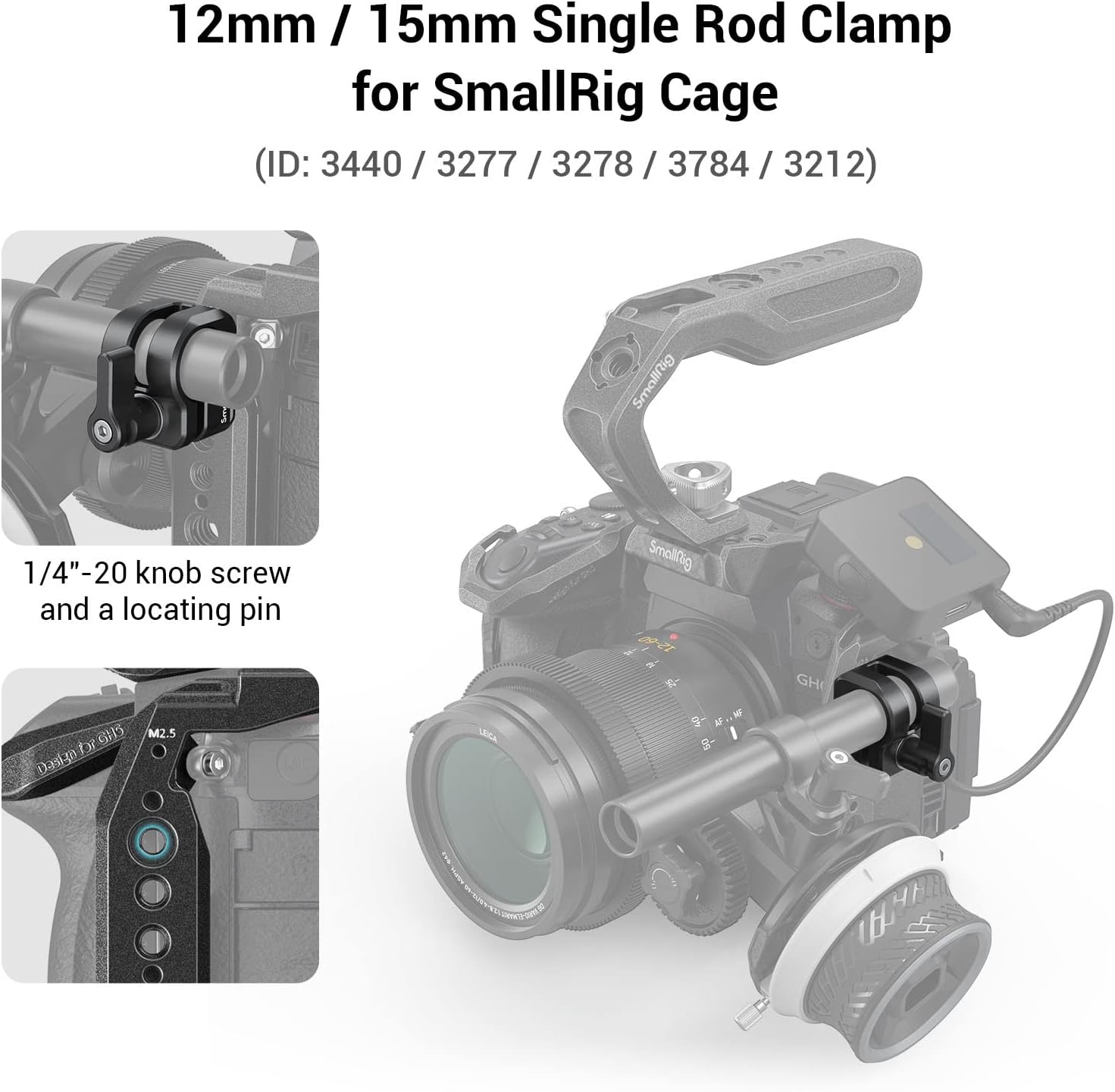 SmallRig 12mm/15mm Single Rod Clamp for SmallRig Cage 3440, 3277, 3278,3784 and 3212-3598 - Image 3