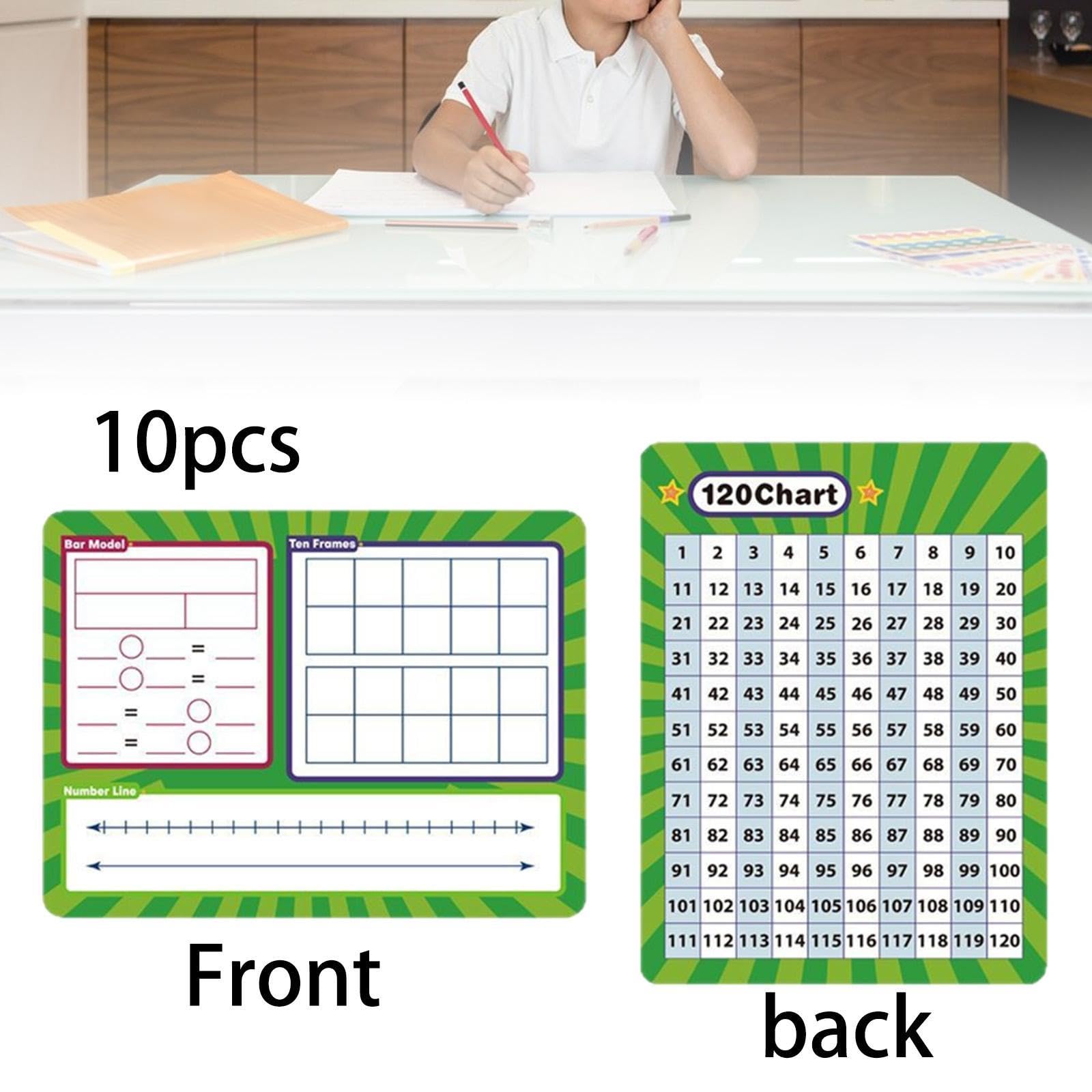 10 piezas de pizarra blanca de borrado en seco, juguetes educativos, póster de matemáticas, tabla de números para guardería, preescolar, jardín de infantes, aula