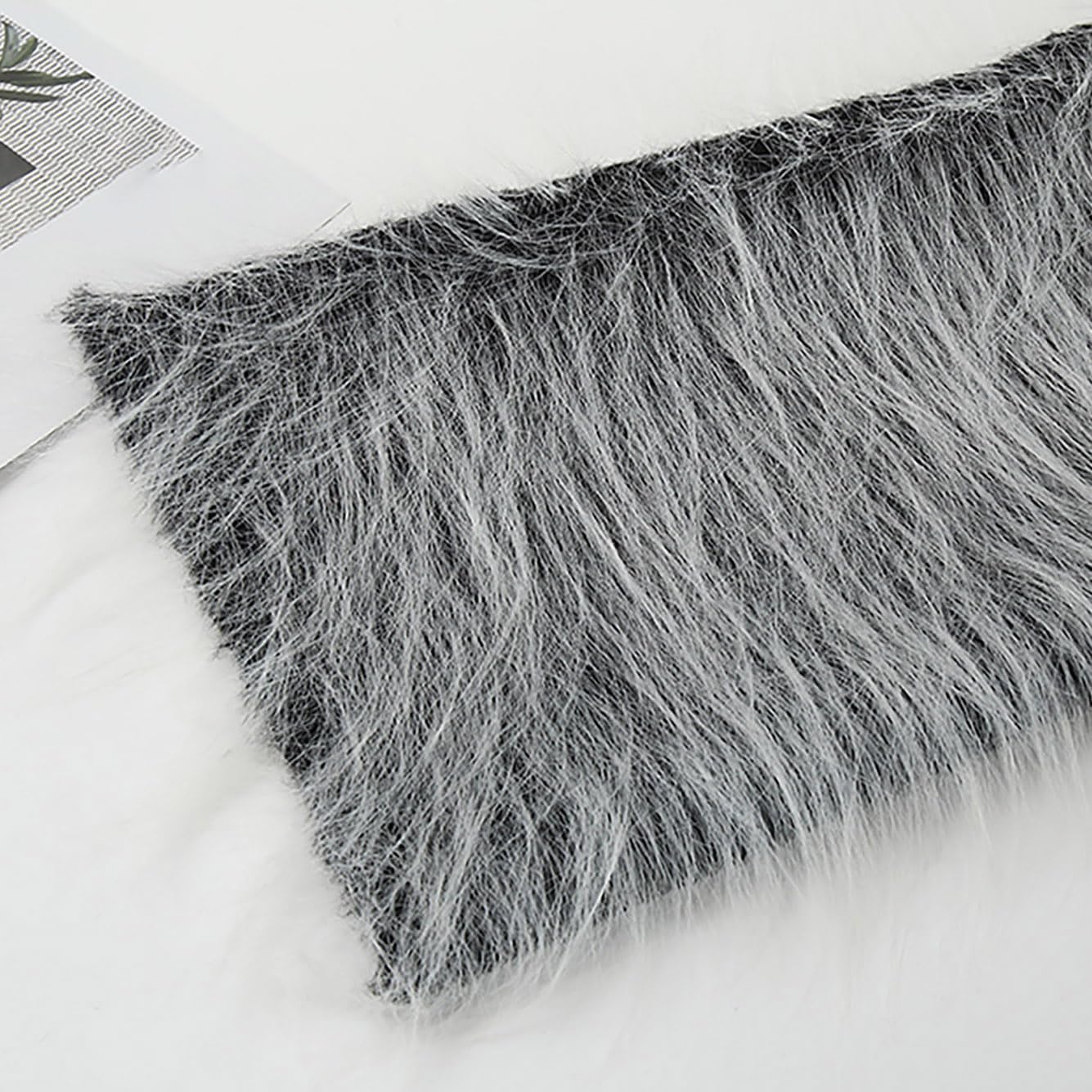 Long Pile 12cm Faux Fur Fabric Fluffy Furry Plush Material for Gnomes Beard Santa Claus Hair Christmas Decoration Dwarf Cosplay Costume DIY Craft 50 Colors(Size:180x50cm,Color:White Black)