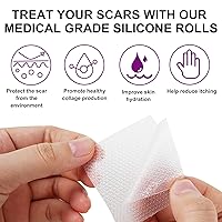 Vista 6 de Hojas de silicona para cicatrices (1.6 x 60 pulgadas, 1.5 M), cinta transparente para cicatrices, tiras de cicatrices de silicona, cicatrices