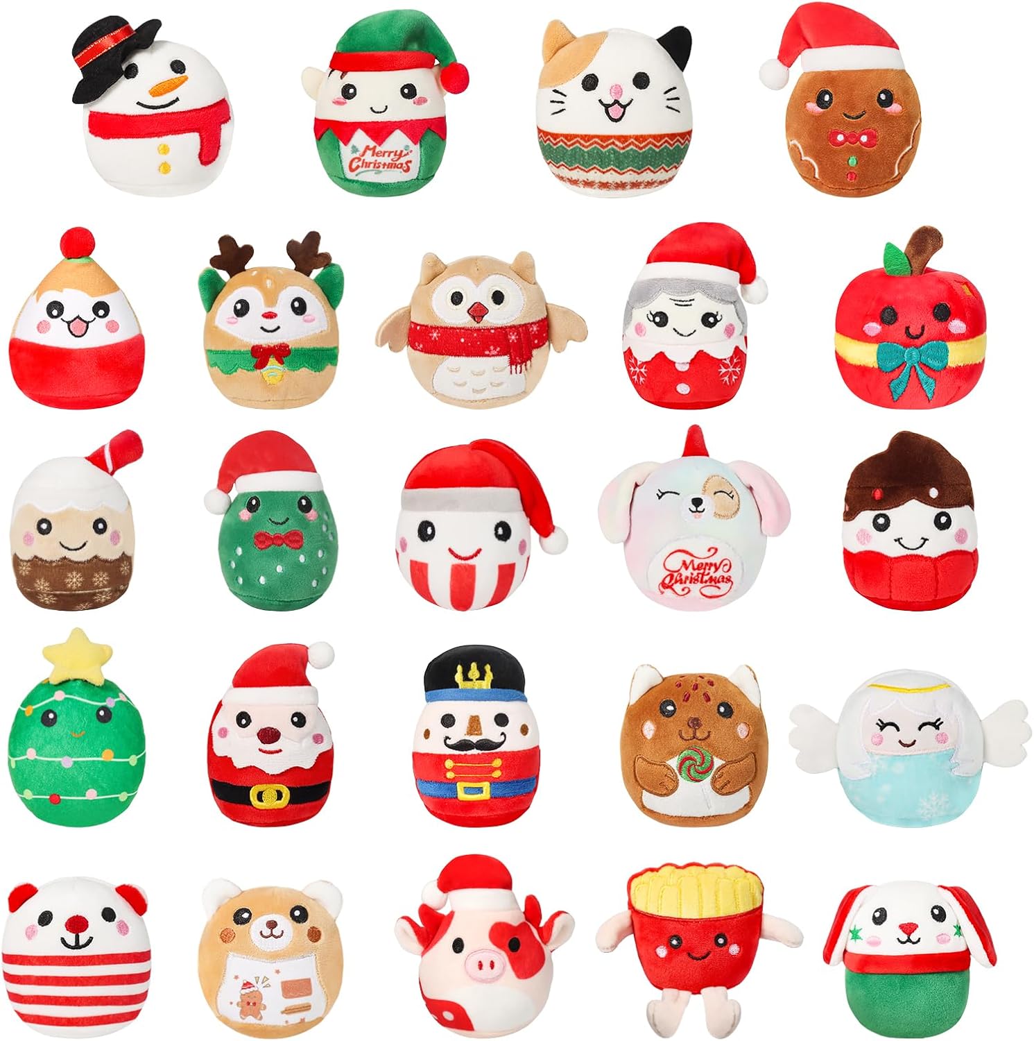 Mini Plush Toys Gift Set - 24 Soft Squishy Collectible Plushies for Kids, Boys, Girls, Teens & Collectors - Cute Stuffed Animals for Christmas, New Year’s, Birthdays & Easter