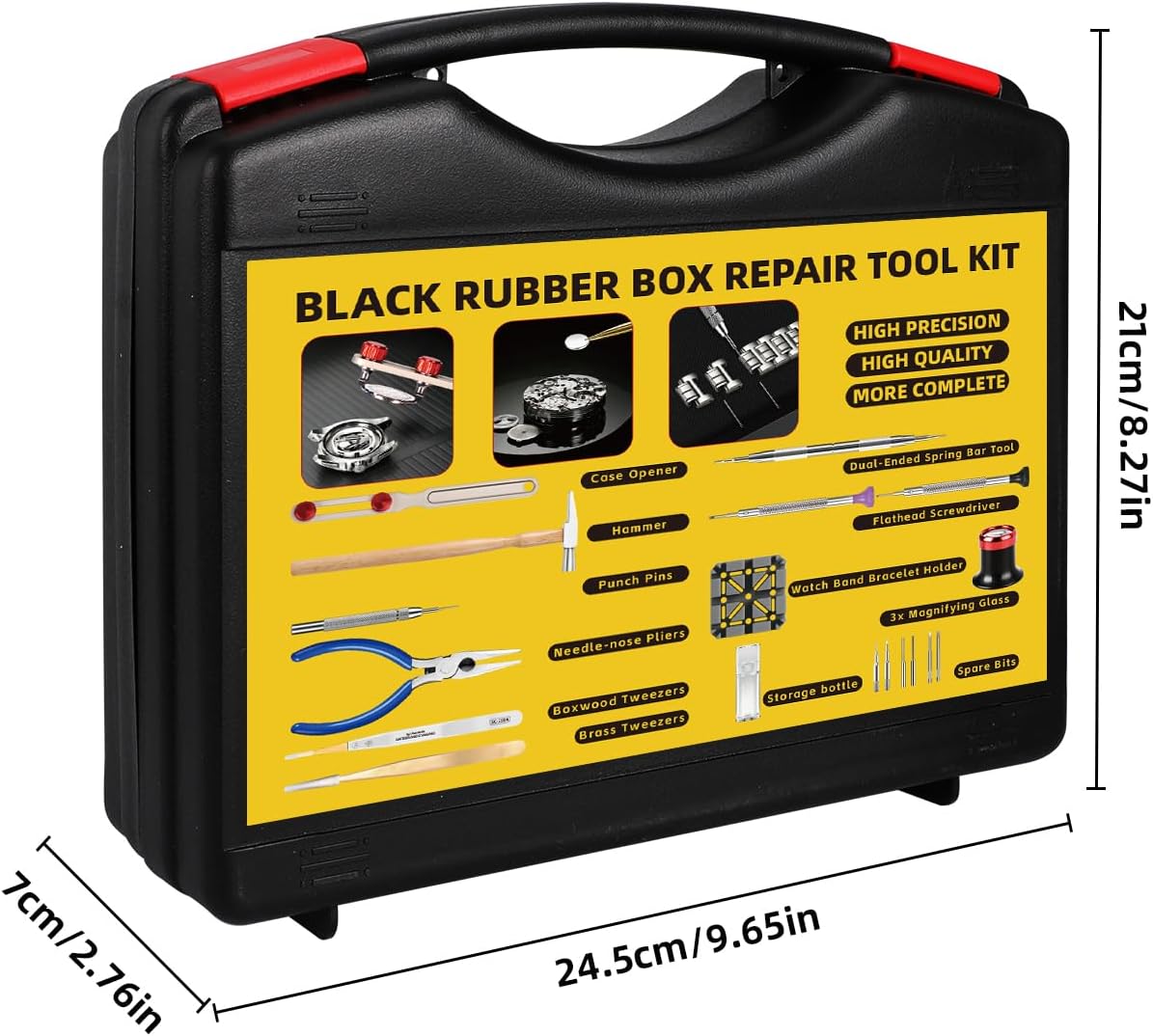 Singcci Professional Watch Repair Tool Kit: 12-Piece Watchmaker'S Black Rubber Tool Case, Suitable for Battery Replacement, Bracelet Disassembly, Strap Resizing, and Opening Watches