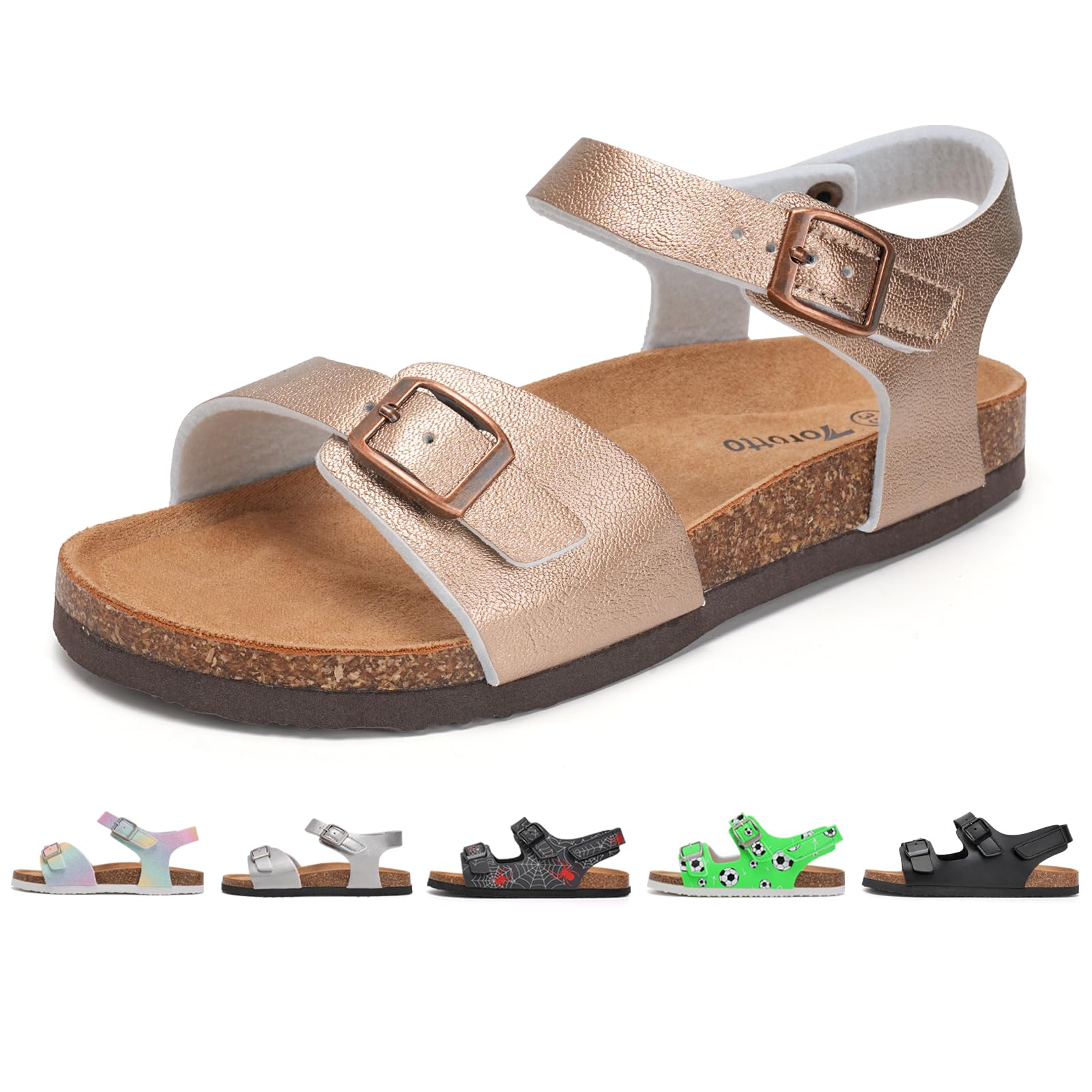 Torotto Sandalen Mädchen Jungen Mit Kork Sandals Kinder Pantoffeln Riemen Verstellbare Schnalle Rutschfeste Mit Klettverschluss Sandaletten für Drinnen und Draußen