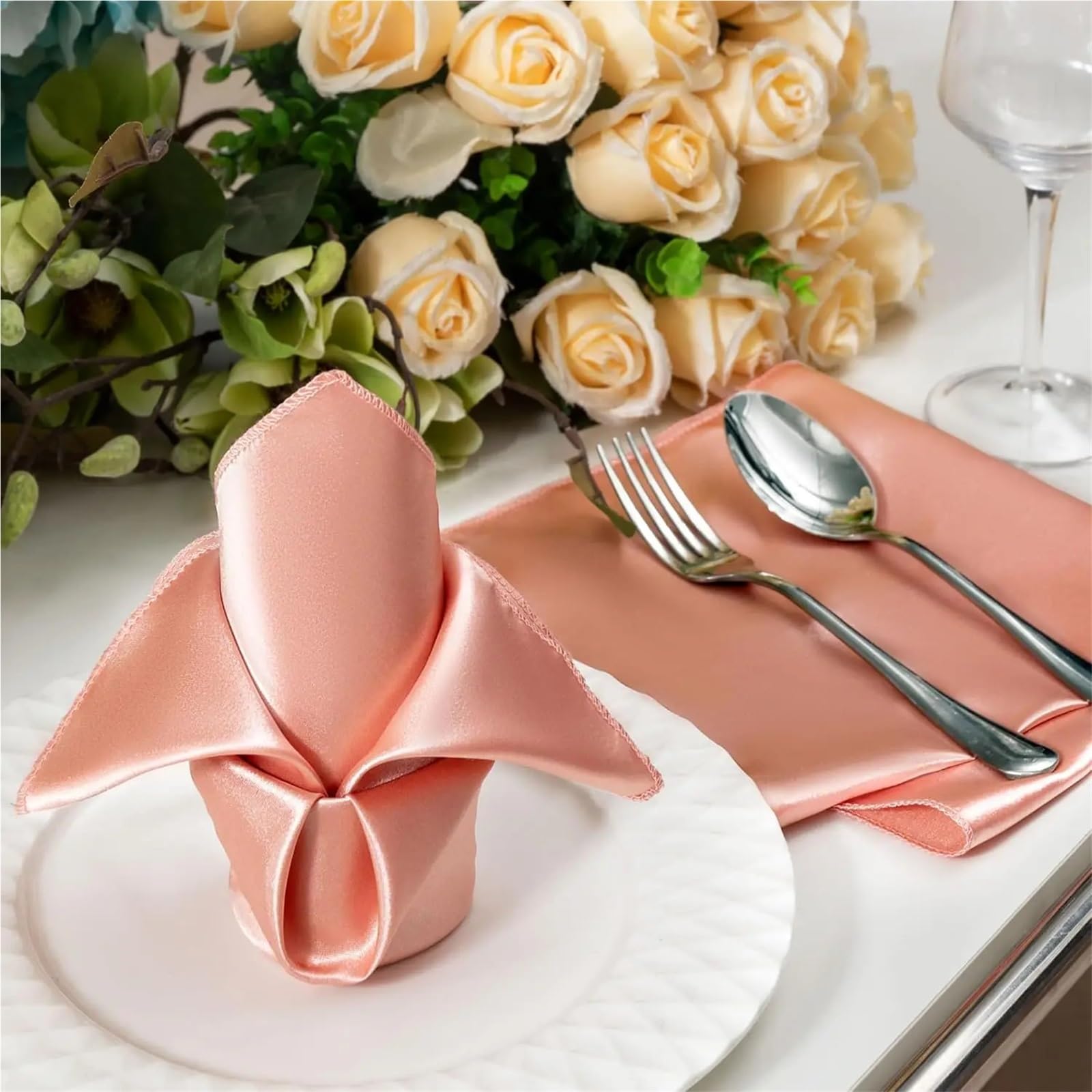 Servilletas de Mesa de algodón, Servilletas cuadradas de satén 50 Uds. 30x30cm Multicolor for Banquete Boda(Golden)