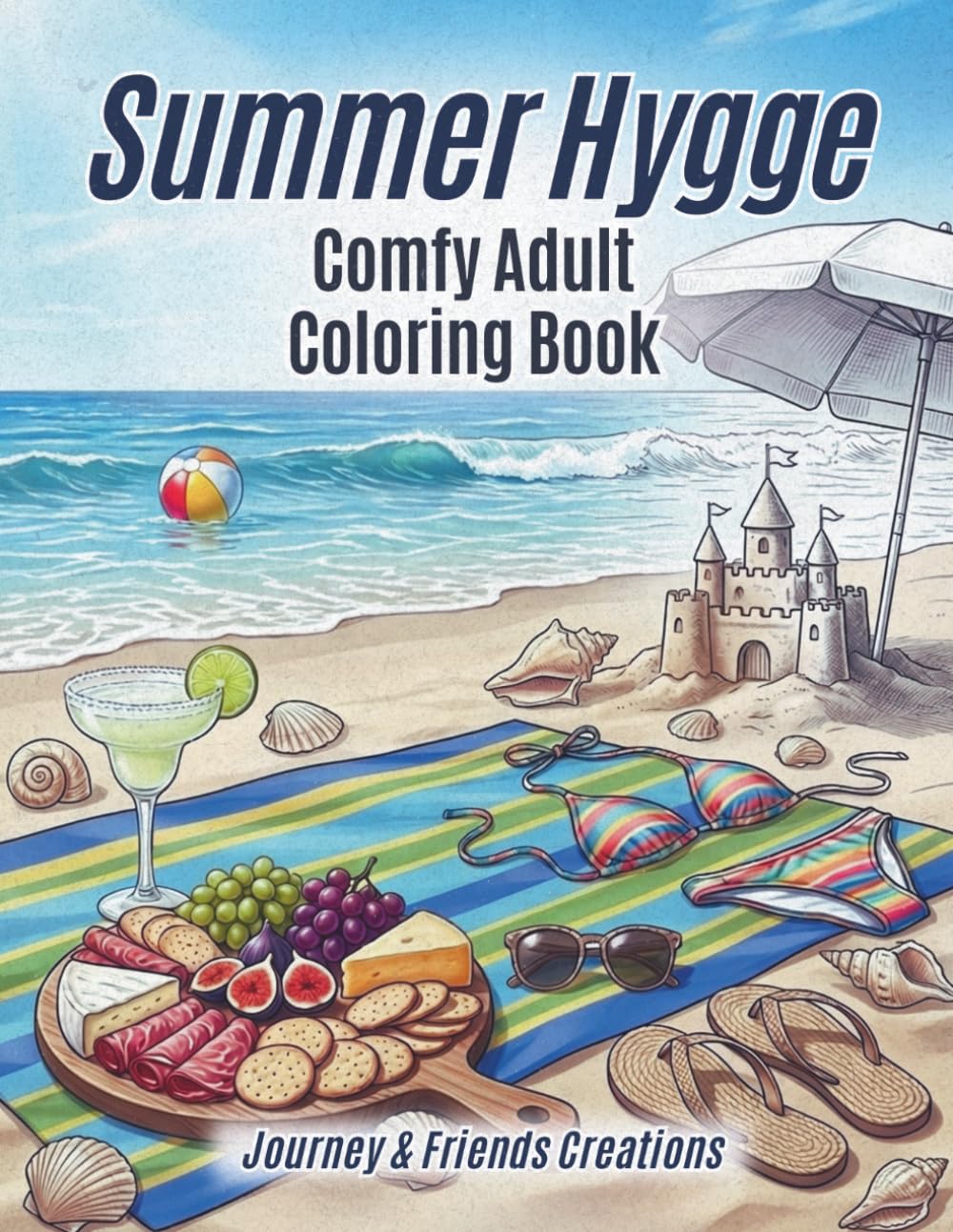Summer Hygge - Comfy Adult Coloring Book with Full-Color Reference Pages: Detailed Cozy Hygge Summer Coloring Book