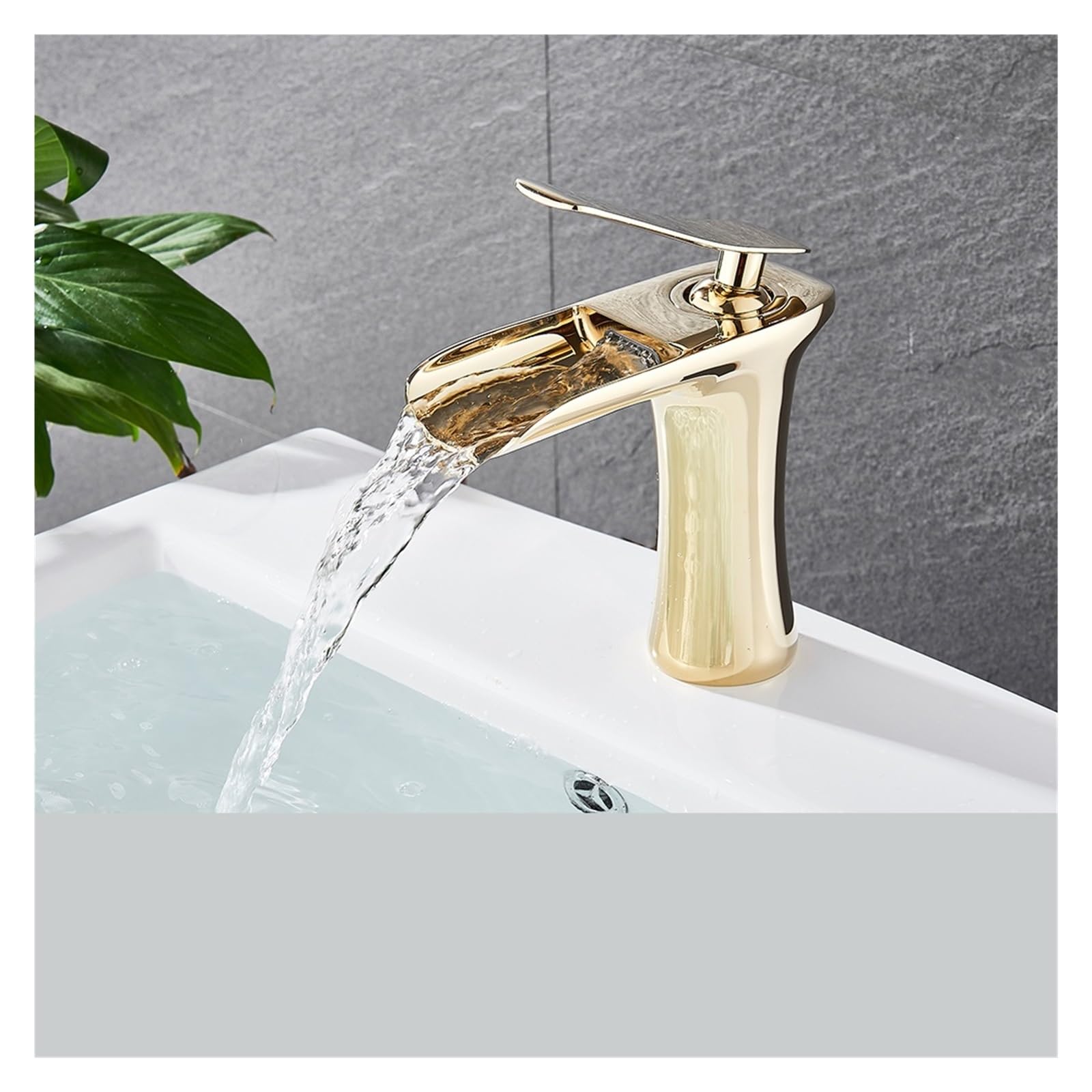 Mélangeur salle de bain cascade et mitigeur eau chaude froide or