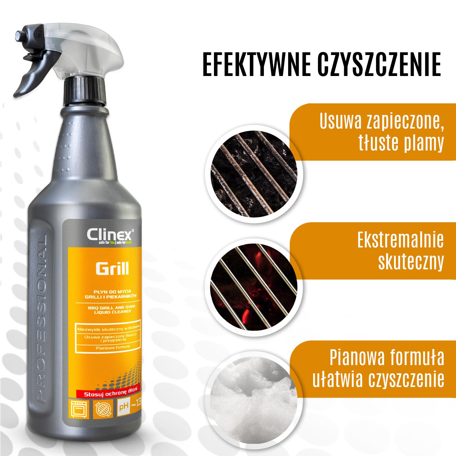 Clinex Grillreiniger 5 Liter in einem Kanister - Entfernt alle Arten von Schmutz - Fettlöser Grill - Öl Entfernung - Backofenreiniger - Grill Zubehör