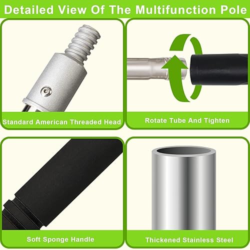 Miniatura 3 de Poste extensible multiusos, de 3 pies a 11 pies, postes de extensión de rodillo de pintura para limpiar telarañas, empalme de plumero, robustez,