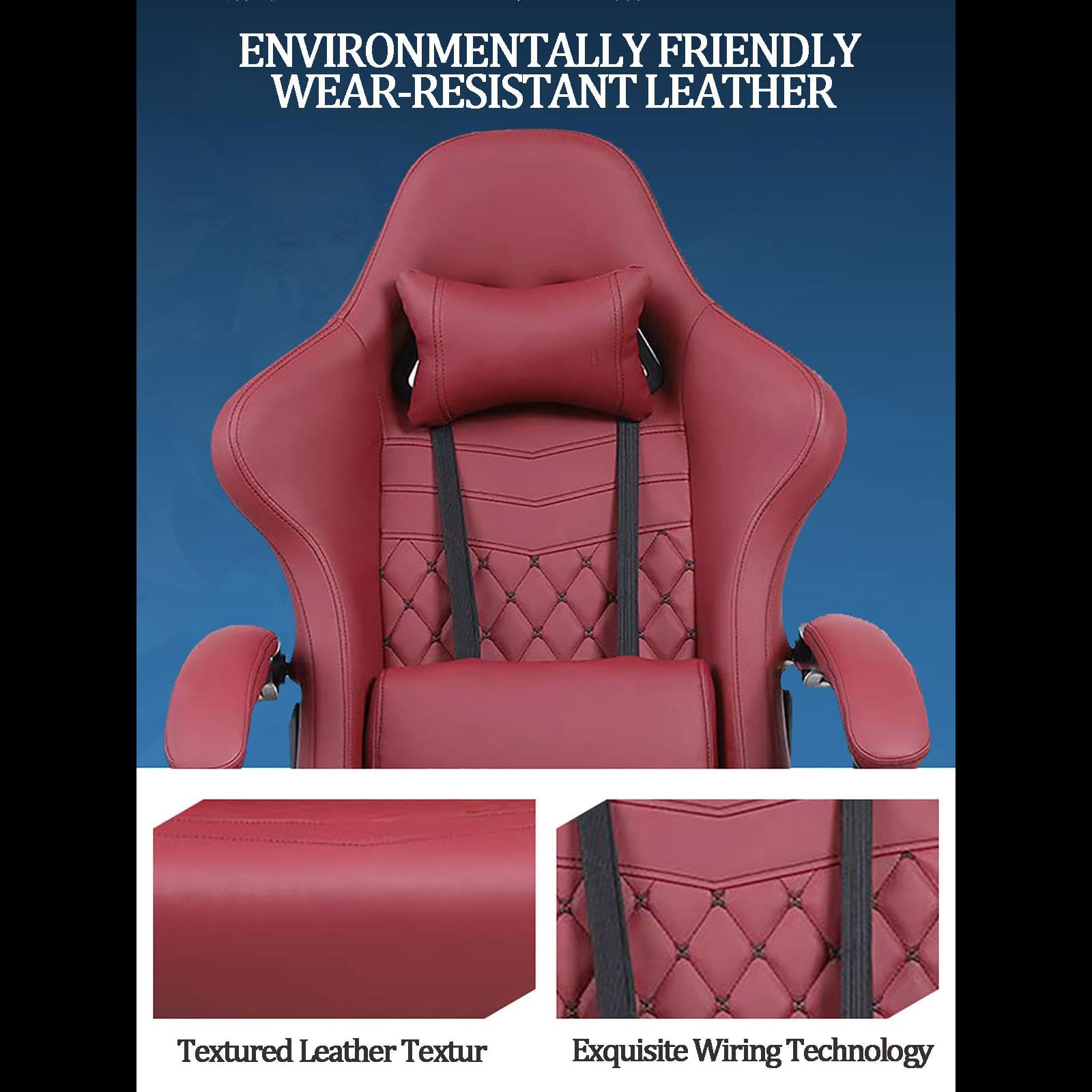 Silla Gaming para Personas Altas Y Corpulentas, Silla Gaming Ergonómica para PC con Reposapiés, Silla Reclinable De Estilo Deportivo para Adultos, Silla Gaming De Alta Resistencia