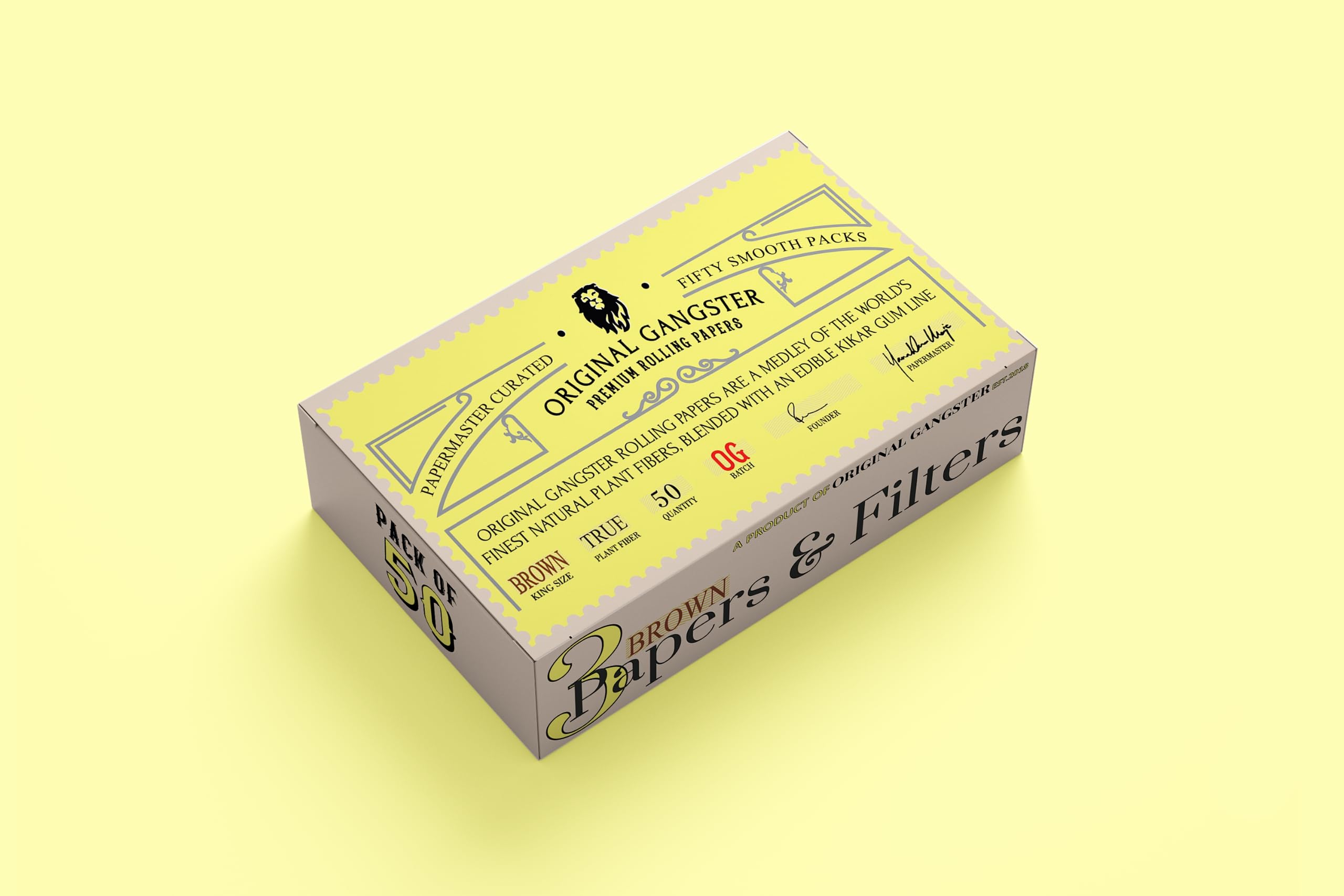 ORIGINAL GANGSTER - OG THREE - Set of 150 Rolling Papers - 150 Leaves + 150 Roach/Filter Tips | King Size - (Unbleached Brown Set of 150 Rolling Papers)