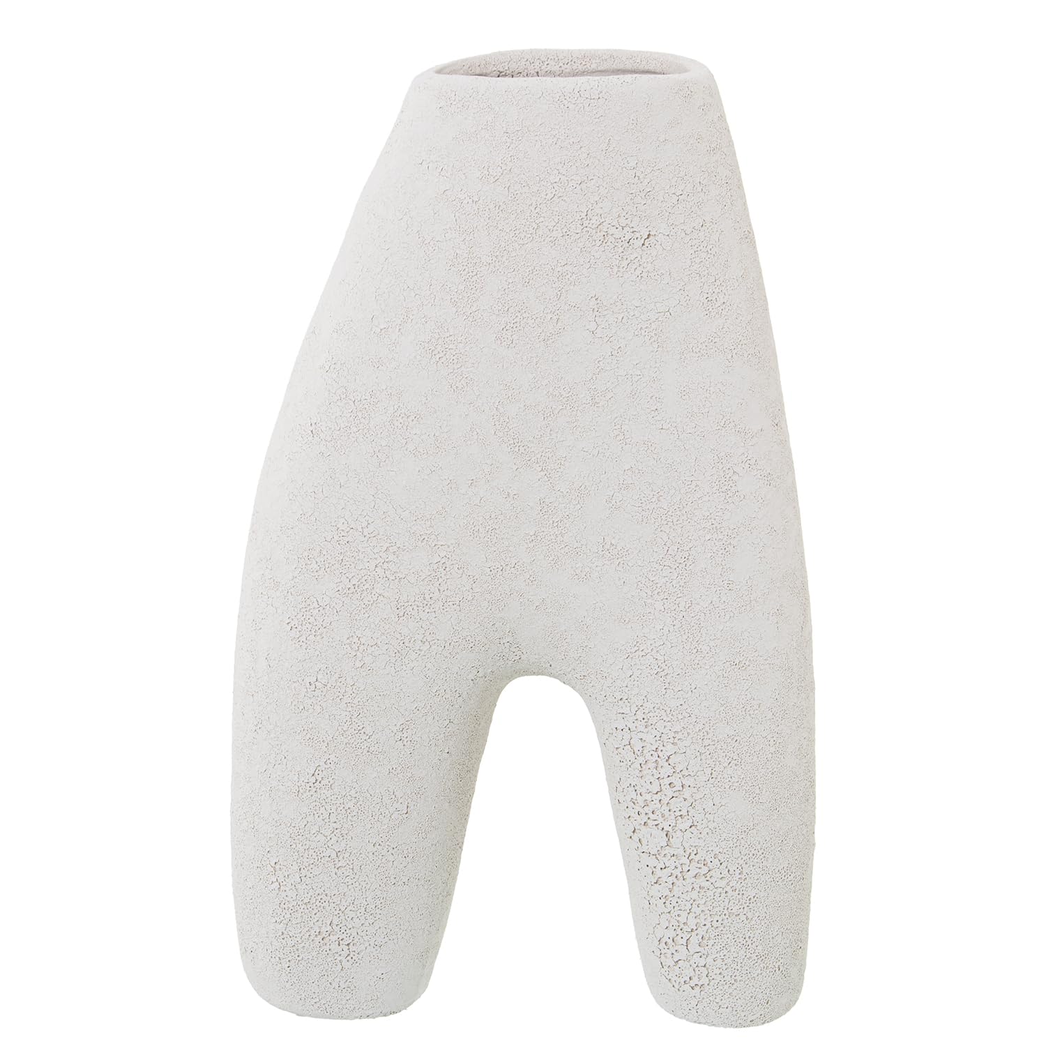 Vase en céramique brute et abstraite à texture sable, un objet d'art pour table