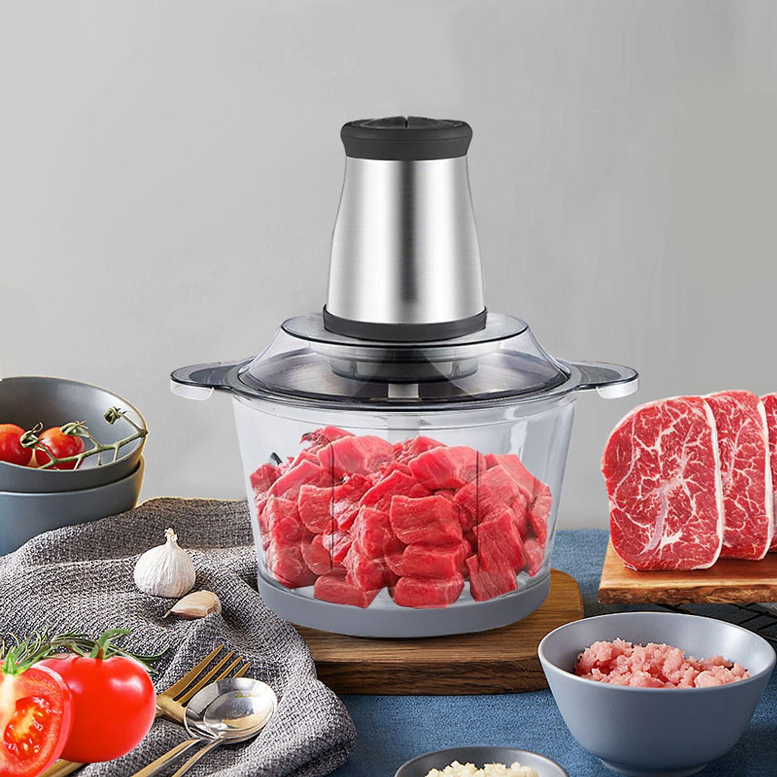 Picadora Carne Multifunción Alimentos, Picadora Carne Eléctrica Doméstica Cortadora Verduras Acero Inoxidable Totalmente Automática para Carne, Pescado, Verduras y Comida Bebés,3L,Upgraded