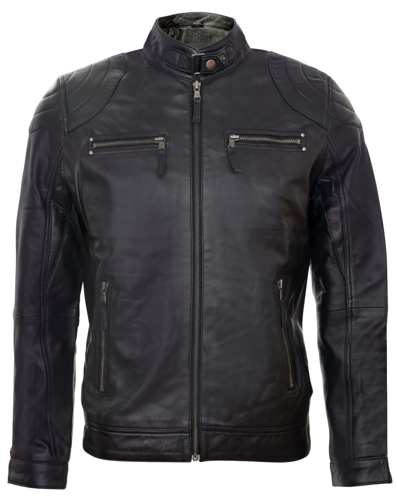 Infinity Leather Men's Black Moto Leather Biker Jacket-Taiwan - Uk S | Eu 46 | Us 36