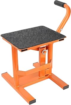 Steel Motorbike Jack Lift Heavy Duty Crank Manual Motorcycle Scissor Lift Stand 160KG Capacity Rubber Platform Hoist Table for Dirt Bike Off-Road Bike Repair & Cleaning Maintenance