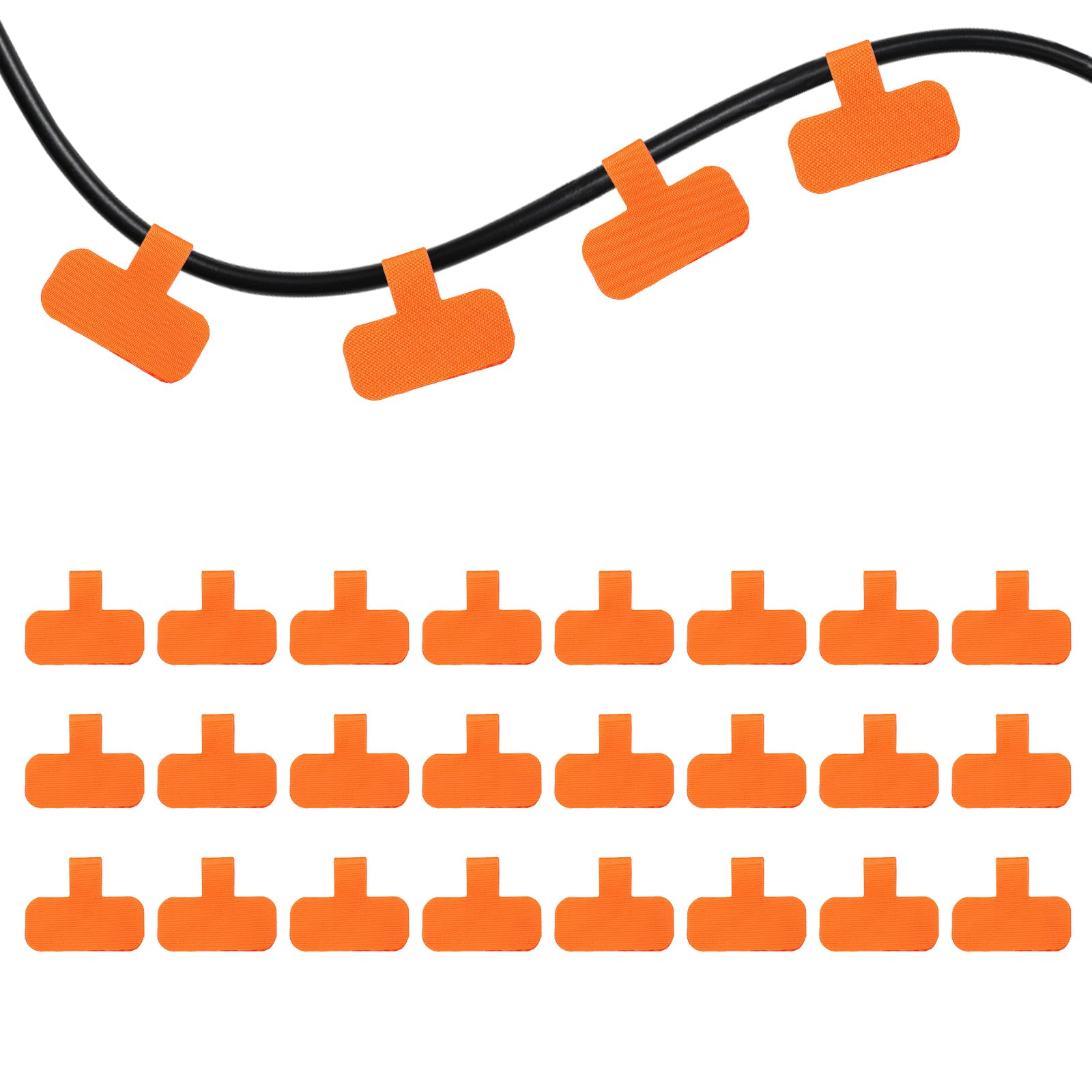 PATIKIL 24Pcs Cable Labels Tags, Reusable 60MM Write on Wire Tags Cord Labels Hook Loop Rectangle Cable Ties for Electronics Organize Wire Classify Identification Management, Orange