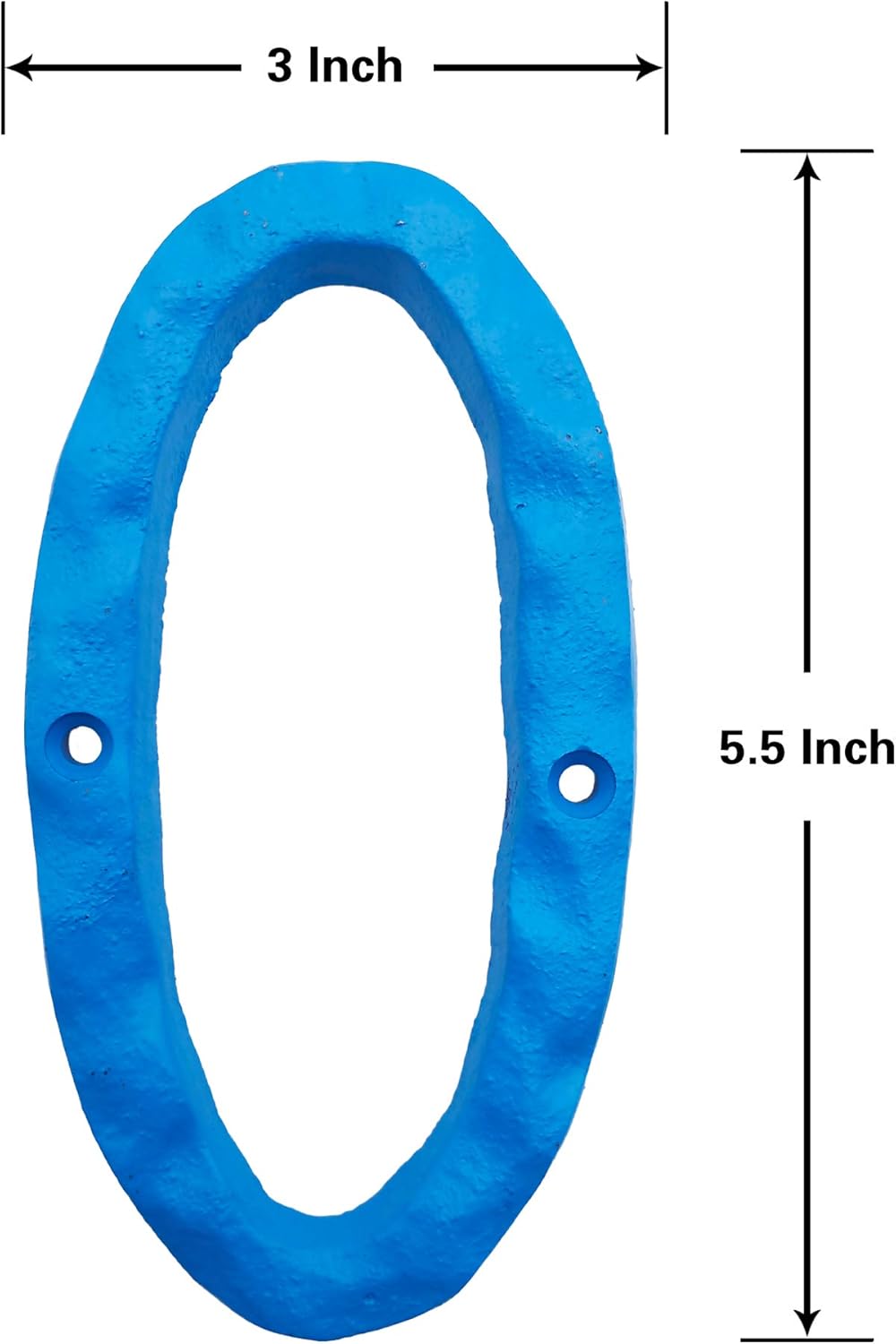 BetLight 5.5 Inch High Cast Iron House Number, Solid Hammered Home Address Numbers-Elegant Blue Finished-Number 0