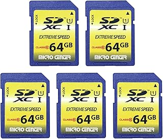 64GB Class 10 SDXC Flash Memory Card Full Size SD Card USH-I U1 Trail Camera Memory Card by Micro Center (5 Pack)