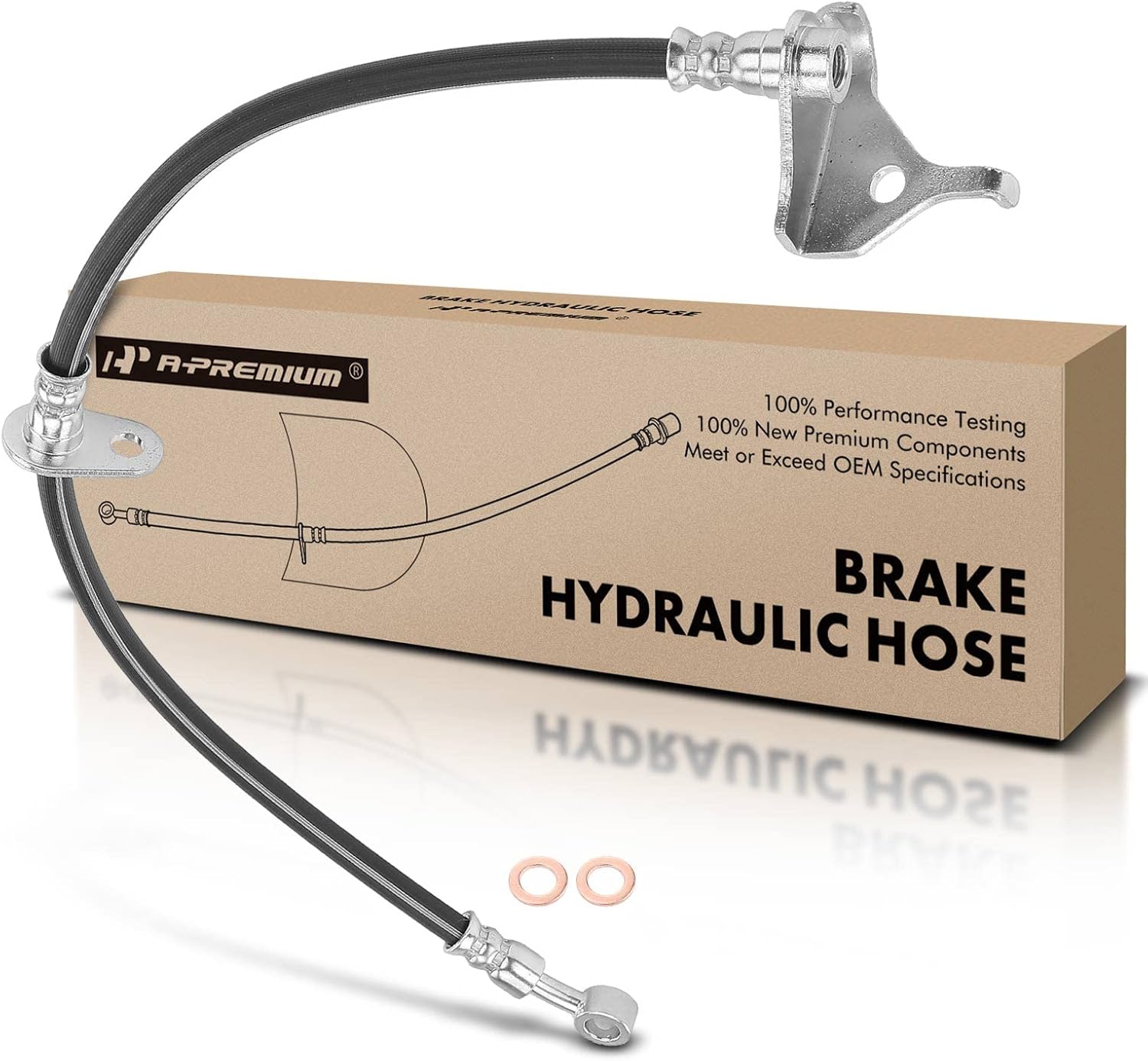 A-Premium Front Passenger Brake Hydraulic Hose Compatible with Honda Models - Fit 2009-2014, CR-Z 2011-2015, 1.5L - Replace# 01464SZTG01