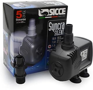 SICCE Syncra Silent 1.5 Multifunction 357 GPH Submersible Water Pump | Italian Made 23W Ultra Quiet Durable Aquarium Fish Tank, Fountain, Pond, Hydroponics, Terrarium Black | Freshwater & Saltwater