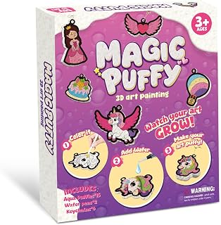 Magic Puffy Paint Kit for Kids Foam Texture Painting Set with 12 Colors Pens, Upgradde DIY Aqua Puffs to 3D Artcraft