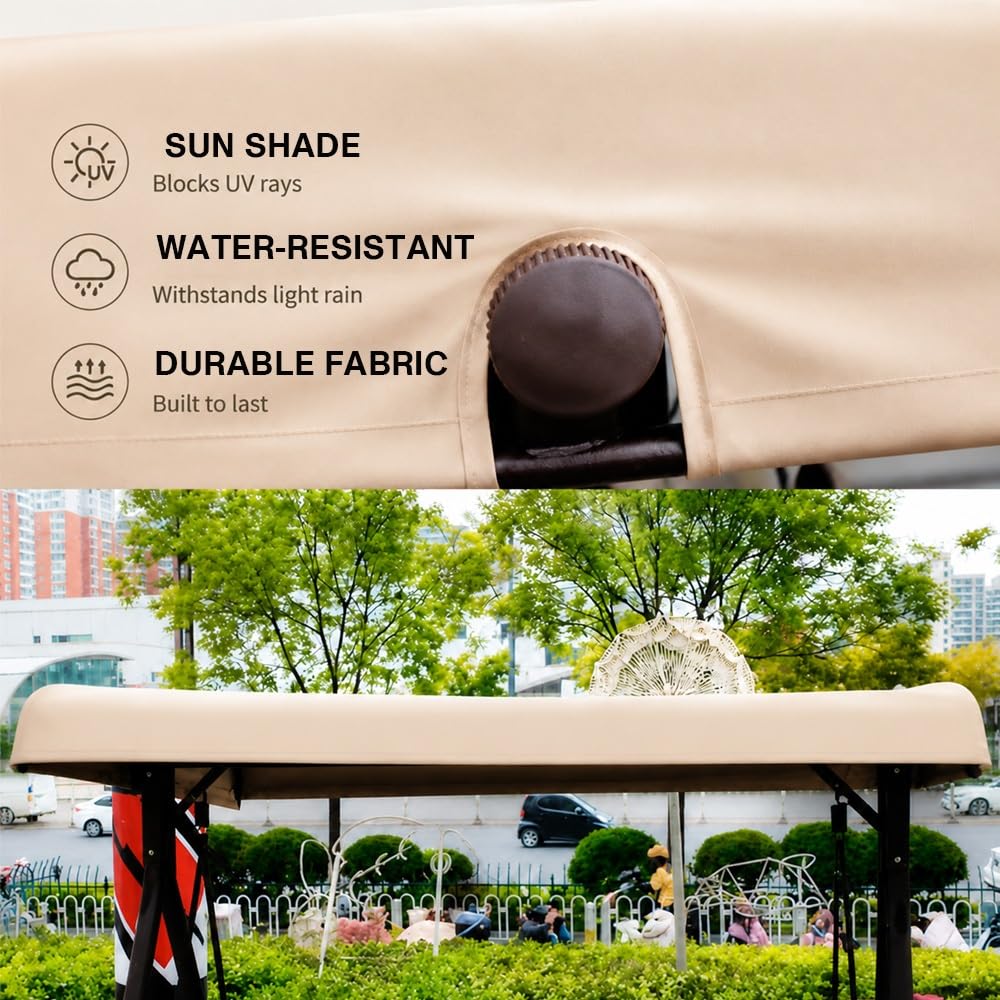 Générique Toile De Rechange pour Balancelle Hollywood 191x120cm, Housse De Rechange Balançoire 3 Places, Toit Imperméable pour Balancelle De Jardin(Brown)