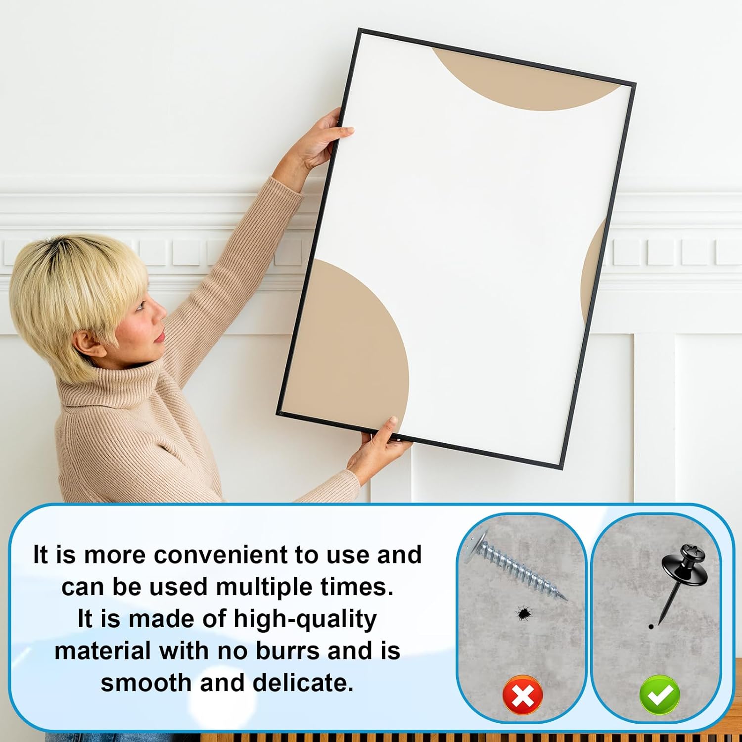 30 PCS Thumbtacks for Hanging, Picture Hangings Nails Picture Hangers Thumb Tacks for Wall Pictures Hanging Kit with Heavy Duty Pictures Hangings Hook Double Headed Push Pins for Drywall , Art