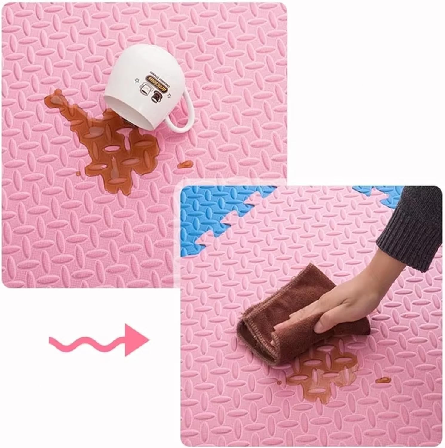 Foam Play Mat, Interlocking Floor Mats with Solid Colors, Squares Play Mat, for Indoor Playground, Living Room, Exercise Fitness, Yoga(E,60 * 60 * 1cm-16p)