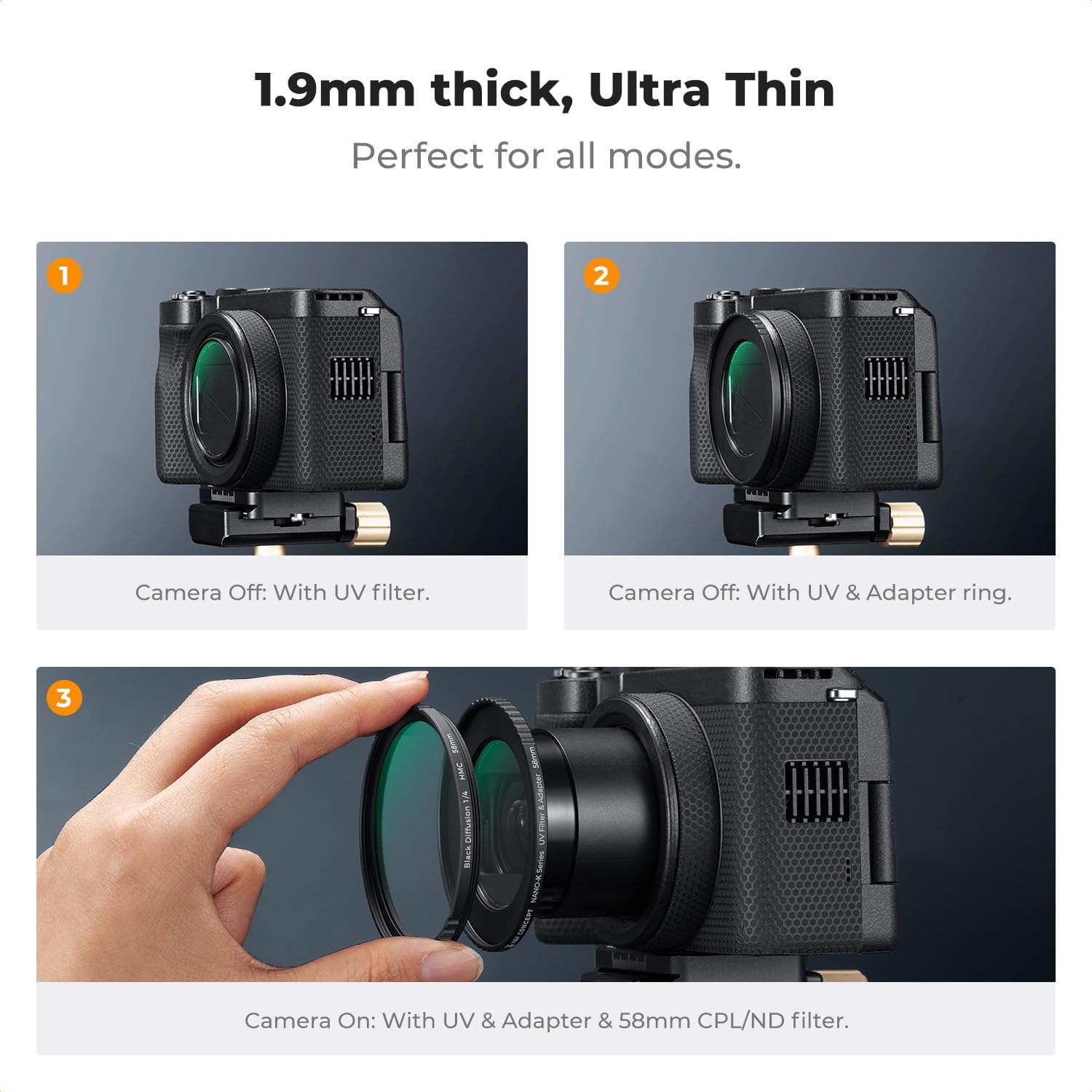 K&F CONCEPT MCUV Protection Filter & Adapter Ring Kit Compatible with Canon PowerShot V1, 18 Multi-Layer Coatings, for Video, Vlog, Photography(K-Series)