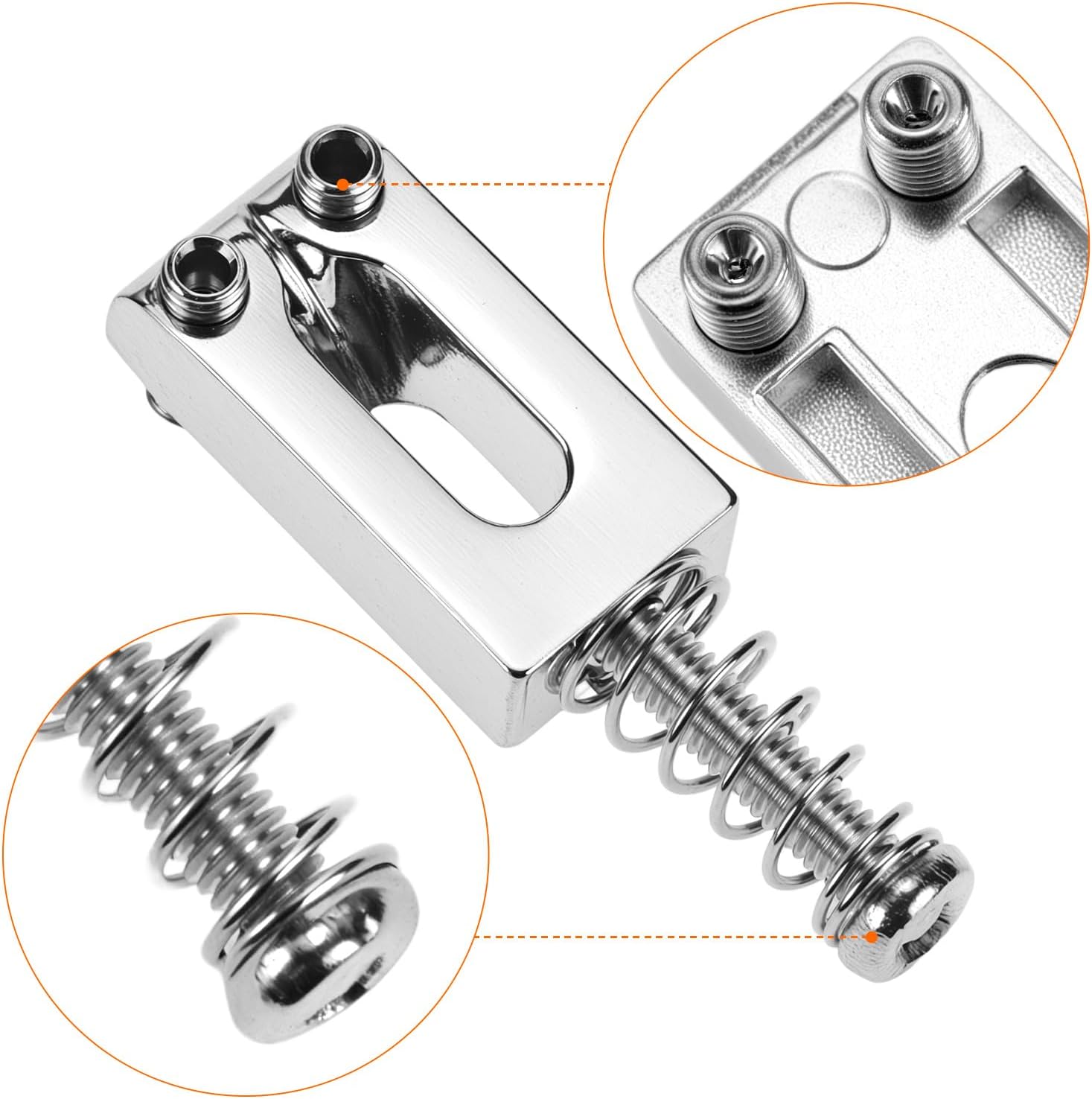 QWORK Guitar Bridge Saddle Set, 6 Pcs Chrome Finish Bridge Saddles for Electric Guitars