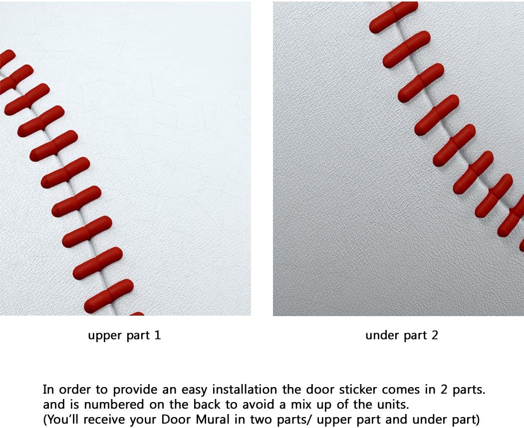 Door Wall Sticker Baseball - Peel & Stick Repositionable Fabric Mural
