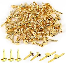 Pack of 100 Mini Brads Pattern Bag Clips, 8 x 17 mm Round Head Clips Gold Mini Brads Scrapbooking Pattern Clips for School Office Paper Letter Clips Crafts DIY