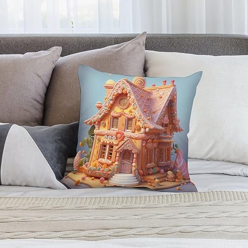 Miniatura 7 de Funda de cojín de 12 x 12 pulgadas, diseño de casa de jengibre con galletas de terciopelo para sofá, fundas de almohada para sofá, vacaciones de