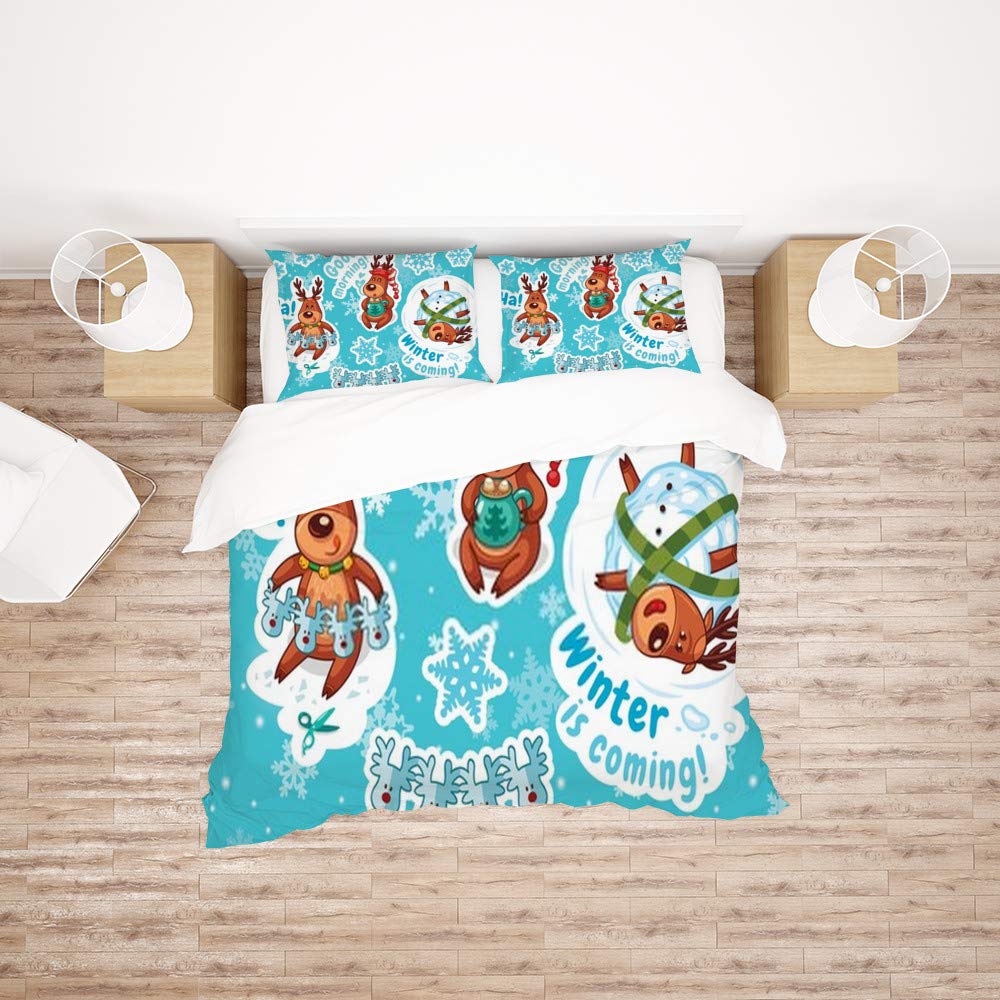 Housse de couette ultra douce motif cerf de Noël facile à laver et sans repassage
