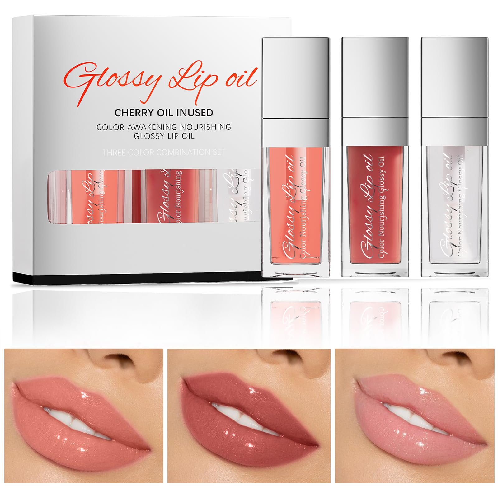 Lip Gloss Sets,Glossier Lip Balm,Lipgloss MäDchen-Feuchte Textur Leicht Und Nicht Klebrig, Volle Lippen, Eine DüNne Paste,Feuchtigkeitsversorgung,Glitzernd GläNzend Aufpolsternder Lipgloss (Set B)