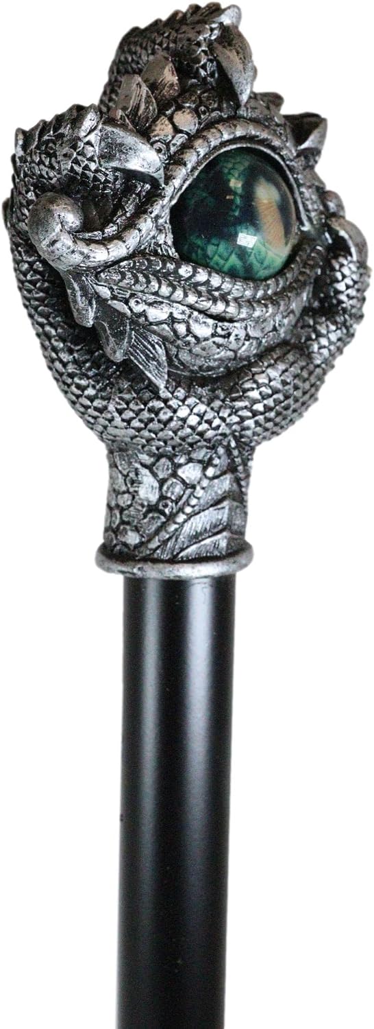 Ebros Gift Gothic Ocular Evil Eye of Sauron Dragon Within Dragon Claws Decorative Prop Cosplay Polystone Resin Walking Swagger Cane Fantasy Halloween Dungeons and Dragons Decor Gadget Accessory