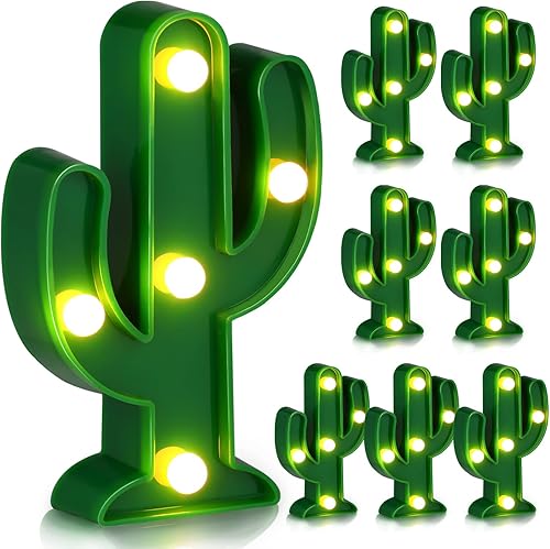 Miniatura 1 de 8 piezas de luz nocturna LED de cactus lámpara de mesa de noche decoración de fiesta de cactus bonita lámpara de cactus LED para habitación de niños