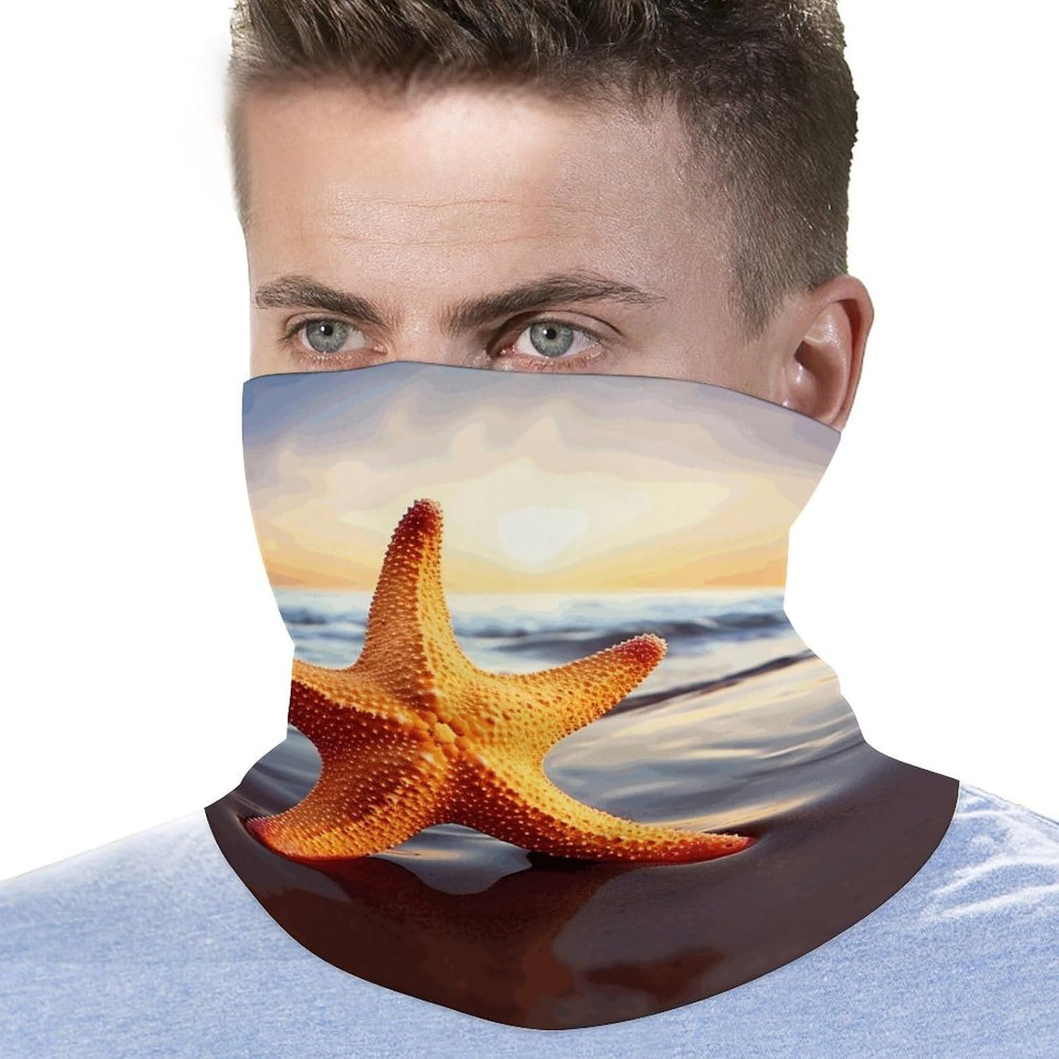 Starfish Neck Gaiter Bandana Windproof Breathable Face Mask Cover Face Cover Cold Weather Gator Scarf Winter Neck Warmer Gaiter Half Balaclava Scarf Mask for Men Women