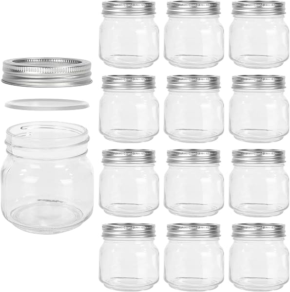 Keketin 8oz Mason Jars with Silver Lids