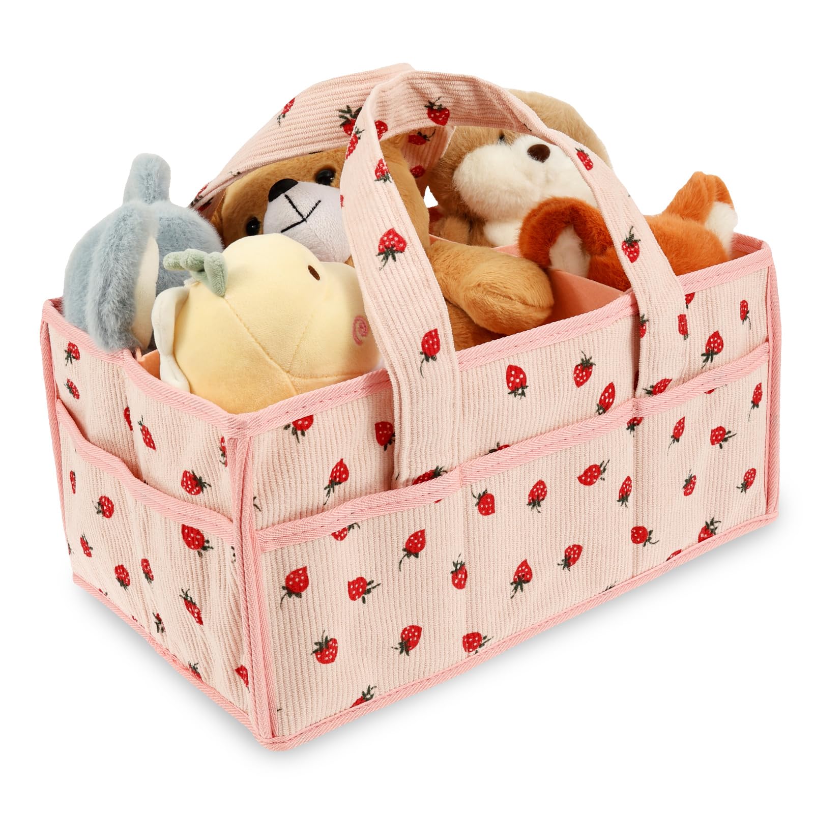 MTFun Baby Nappy Caddy Organizer Nursery Storage Basket Baby Diaper Caddy Organizer Nursery Storage Wipes Bag Newborn Essentials for Boy Girl (pink)